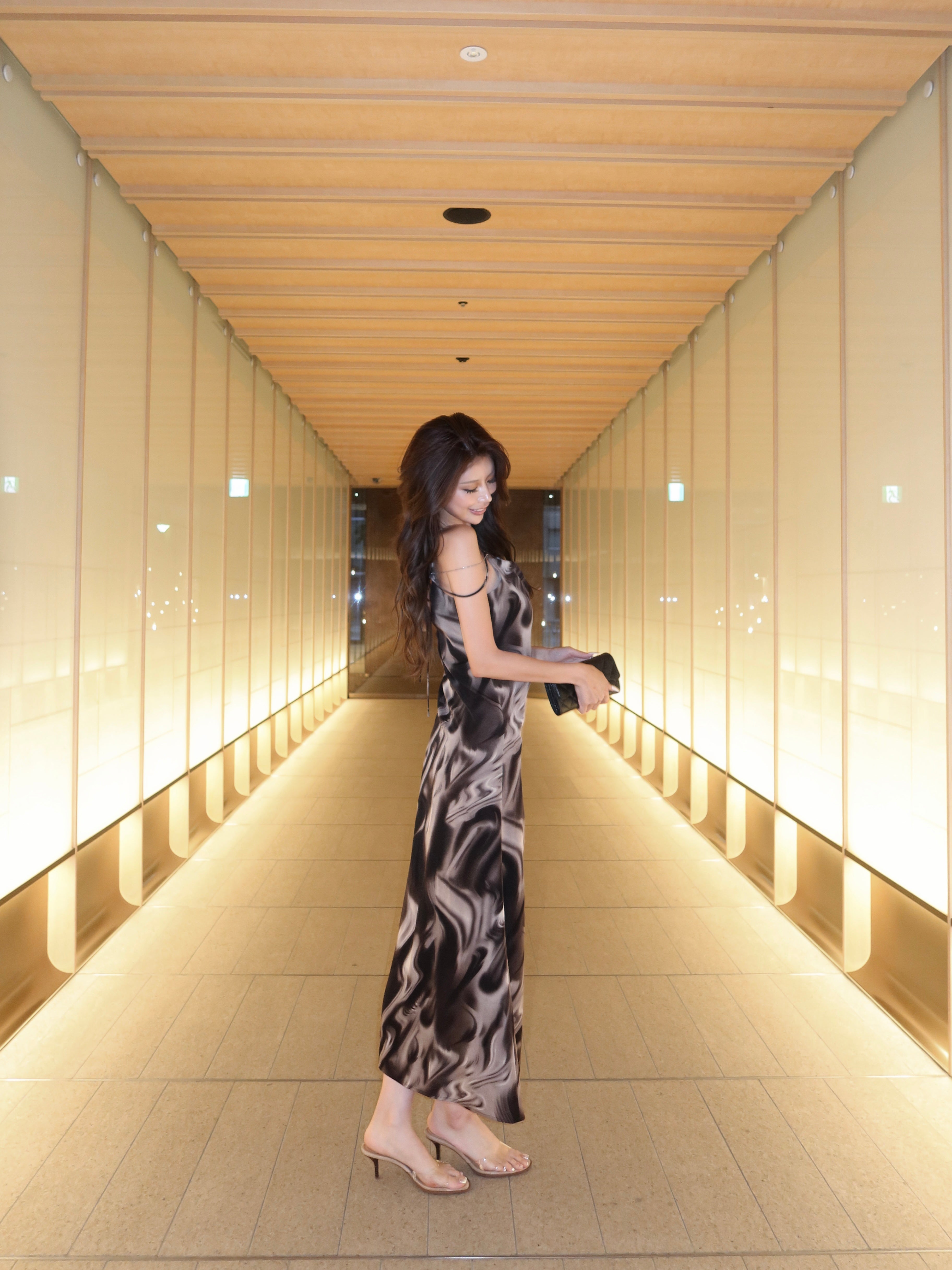 Cross strap maxi dress with inner bra