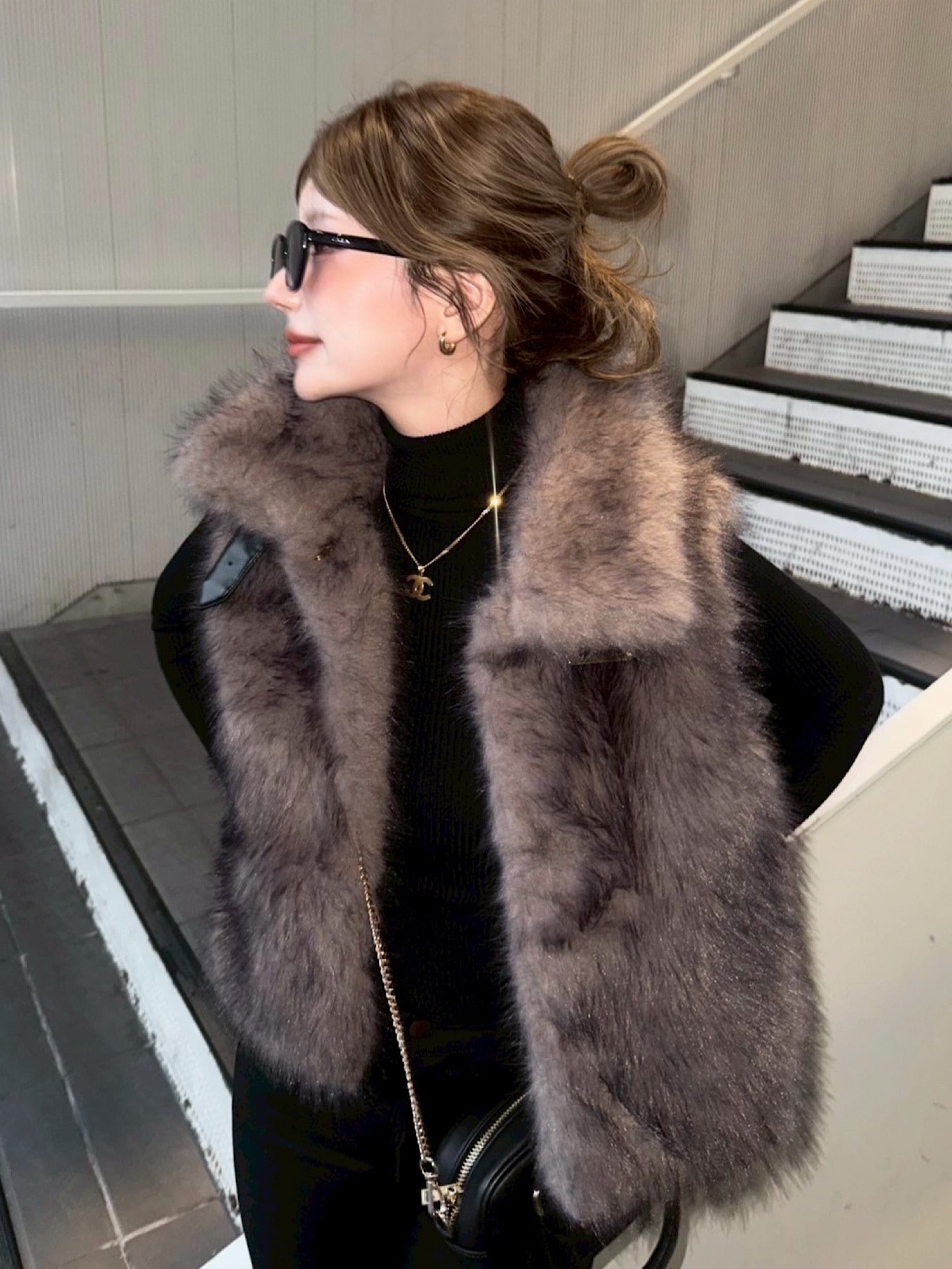 【予約】Premium eco fur belted vest(11月上旬〜中旬発送予定)