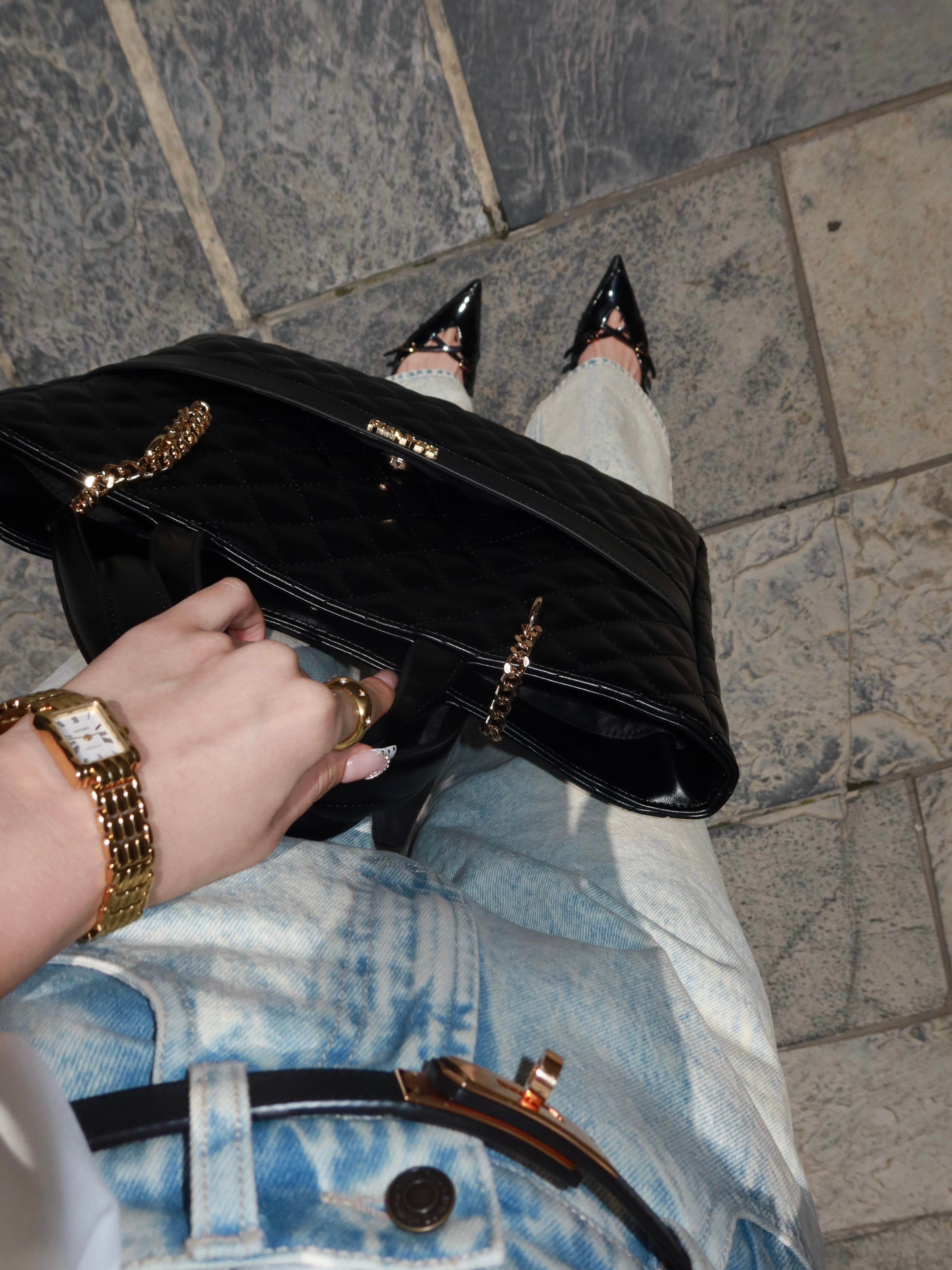 Quilted chain utility bag