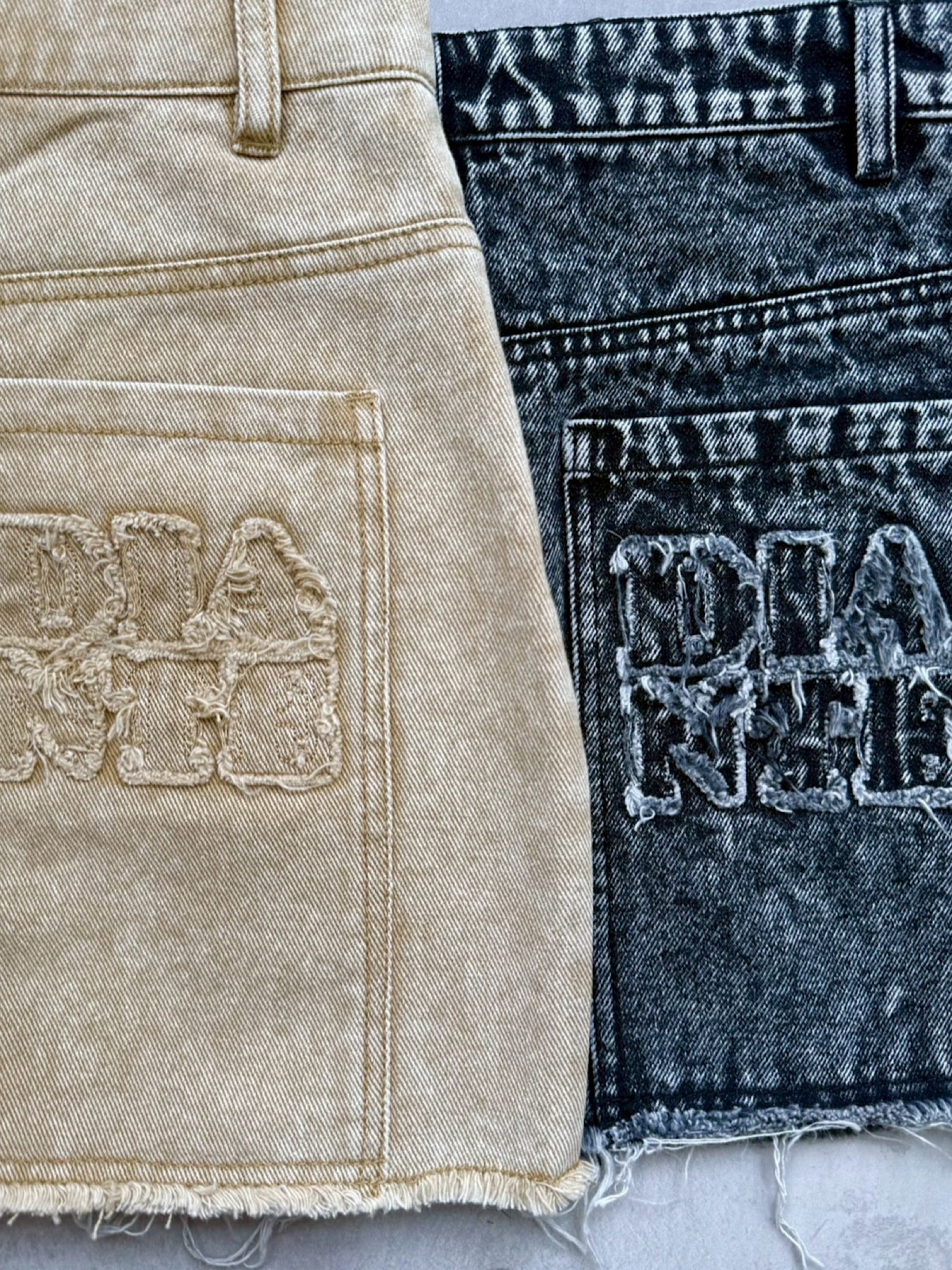 Chemical wash denim mini skirt（SET UP着用可）