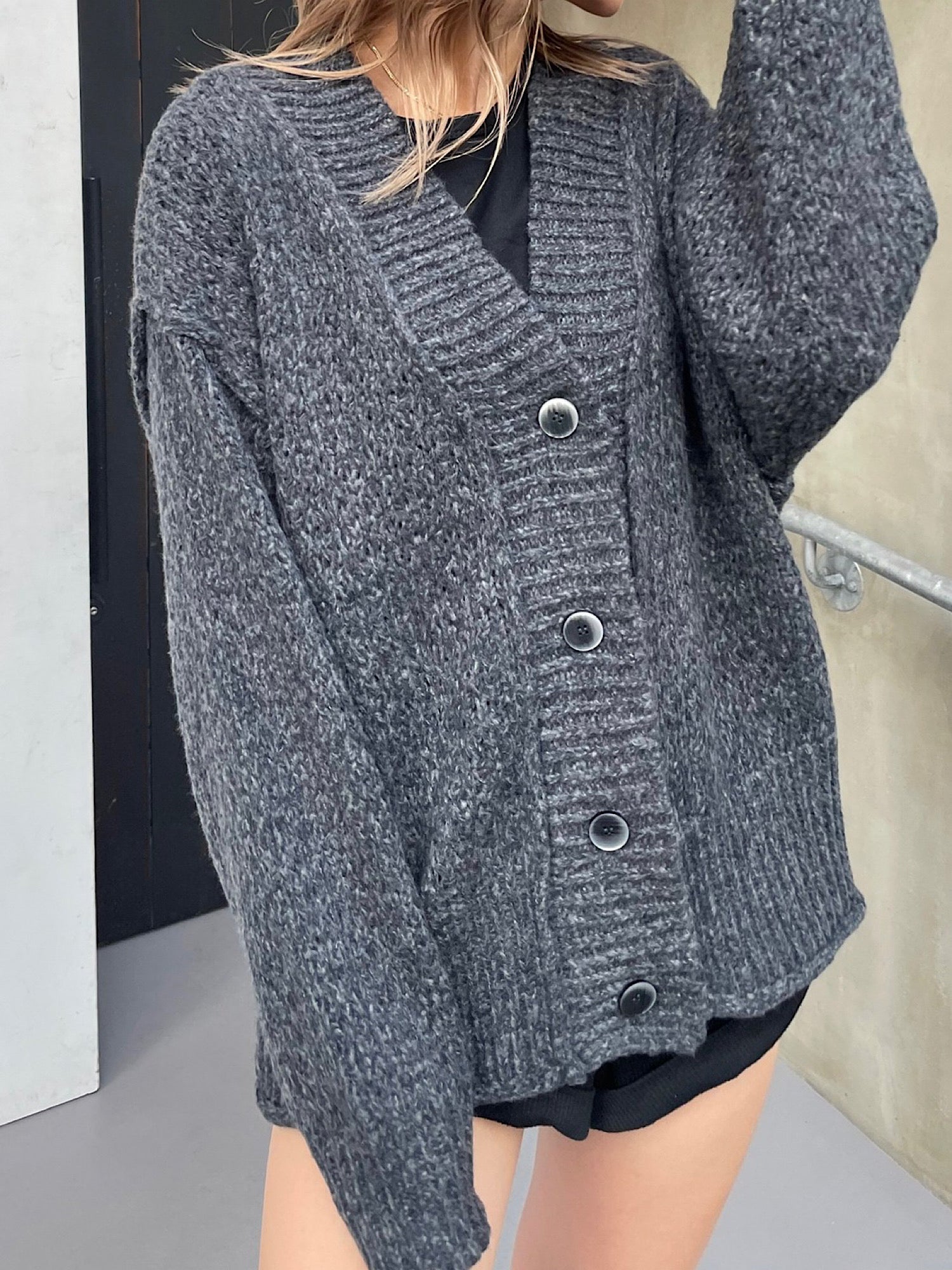 Melange over knit cardigan