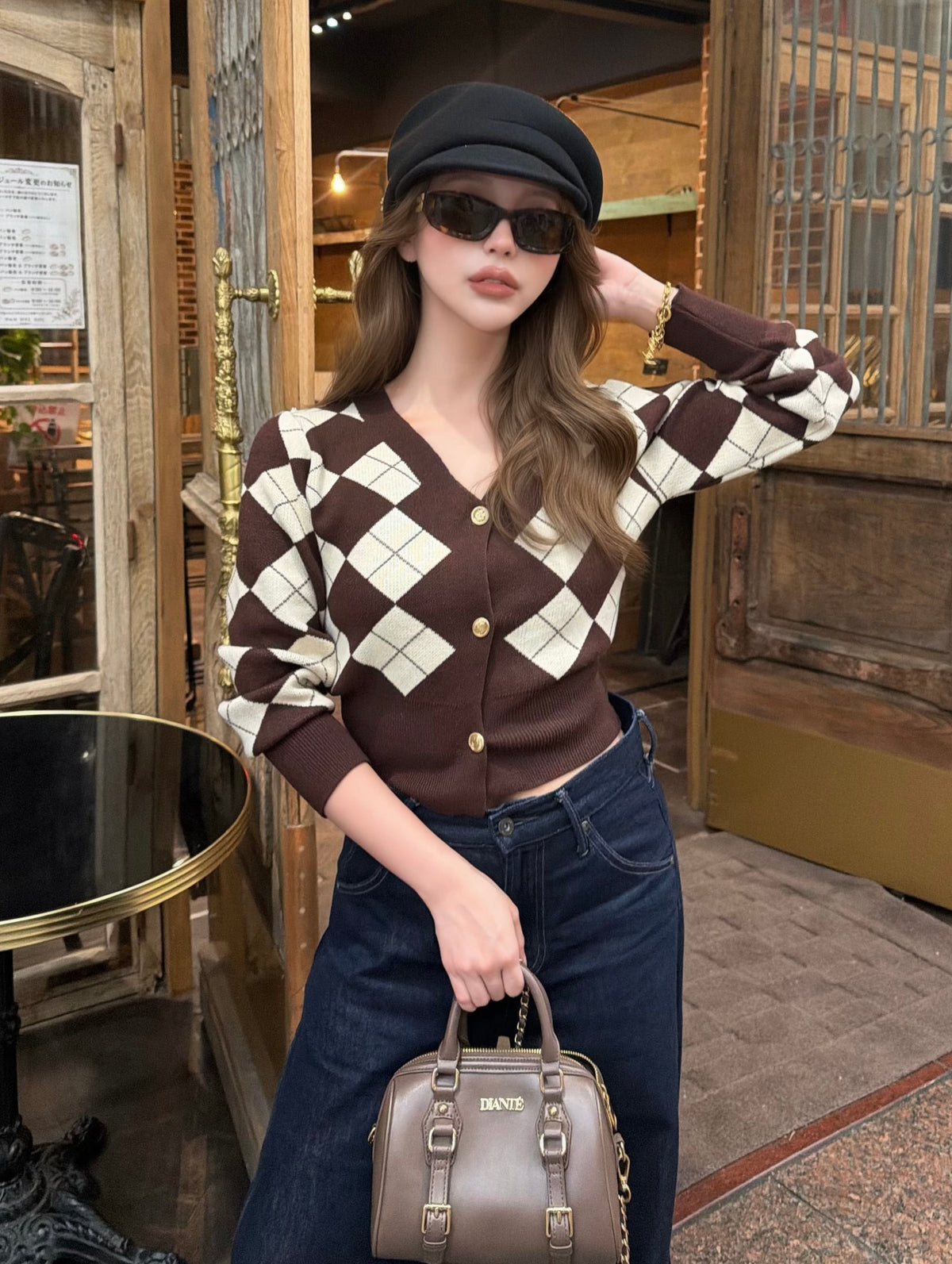 【予約】Argyle short cardigan(10月下旬〜11月上旬発送予定)