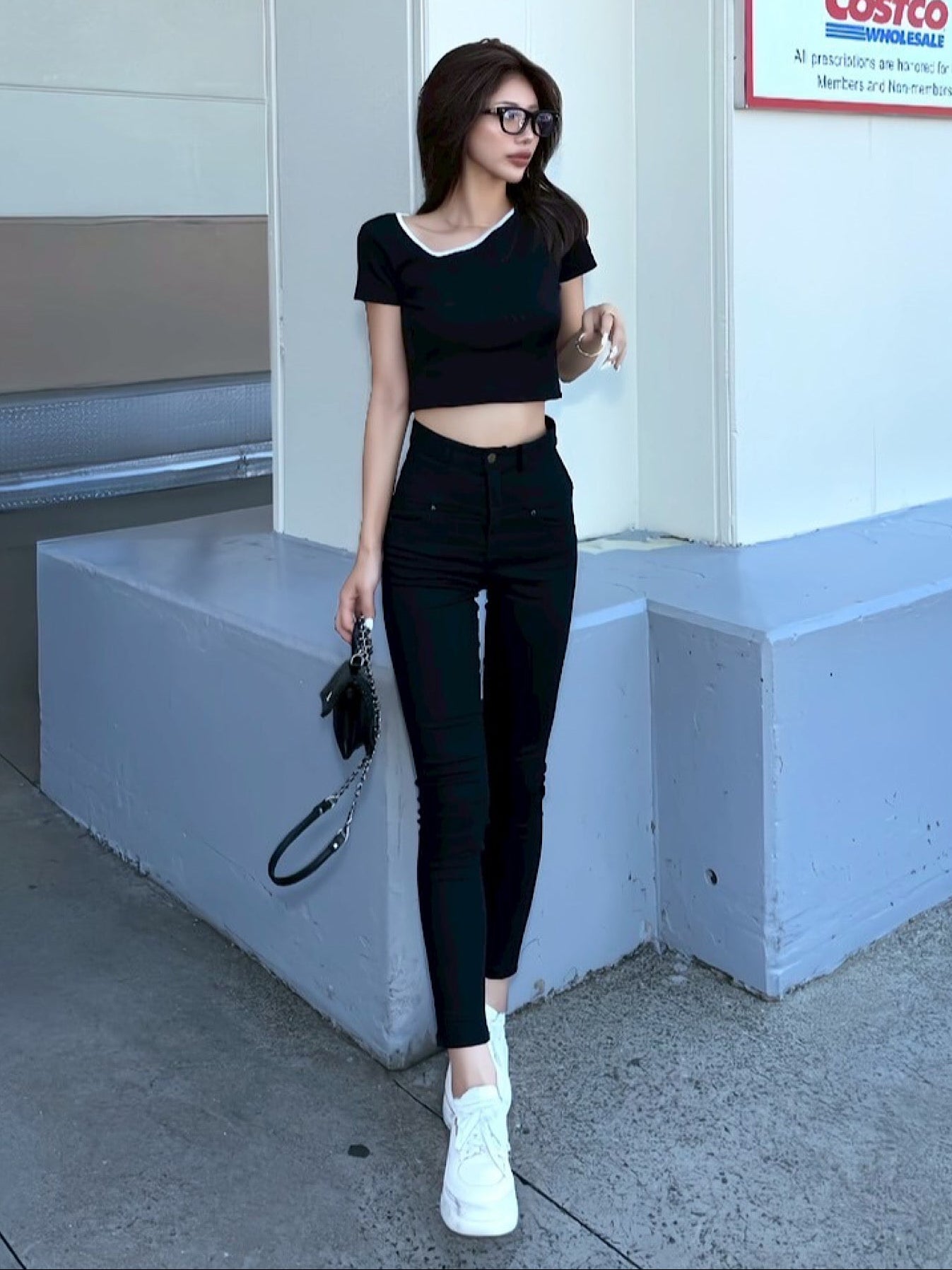 High waist skinny denim