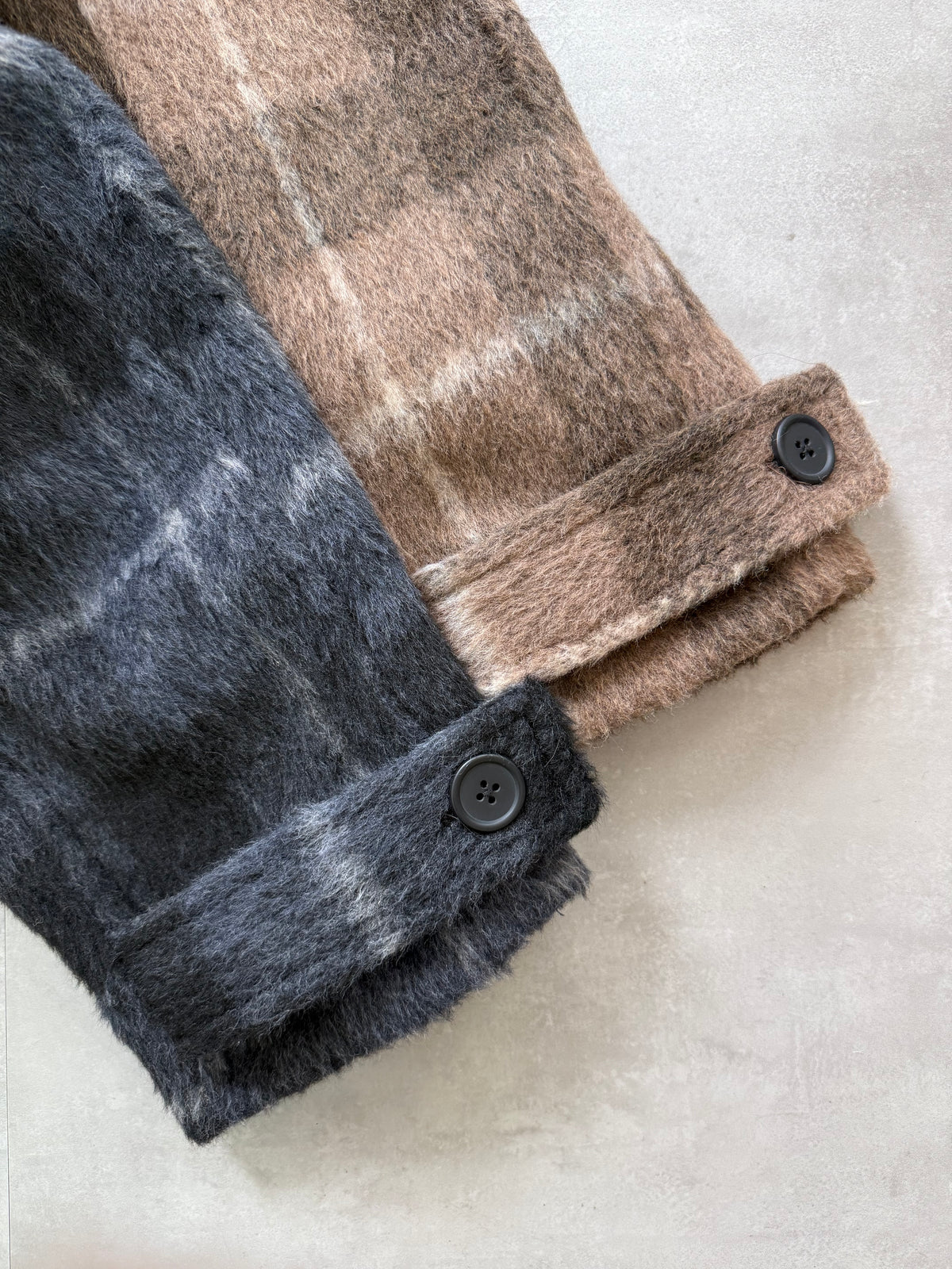 【予約】Shaggy check loose double jacket(SETUP着用可)(BEG 11月上旬発送予定)