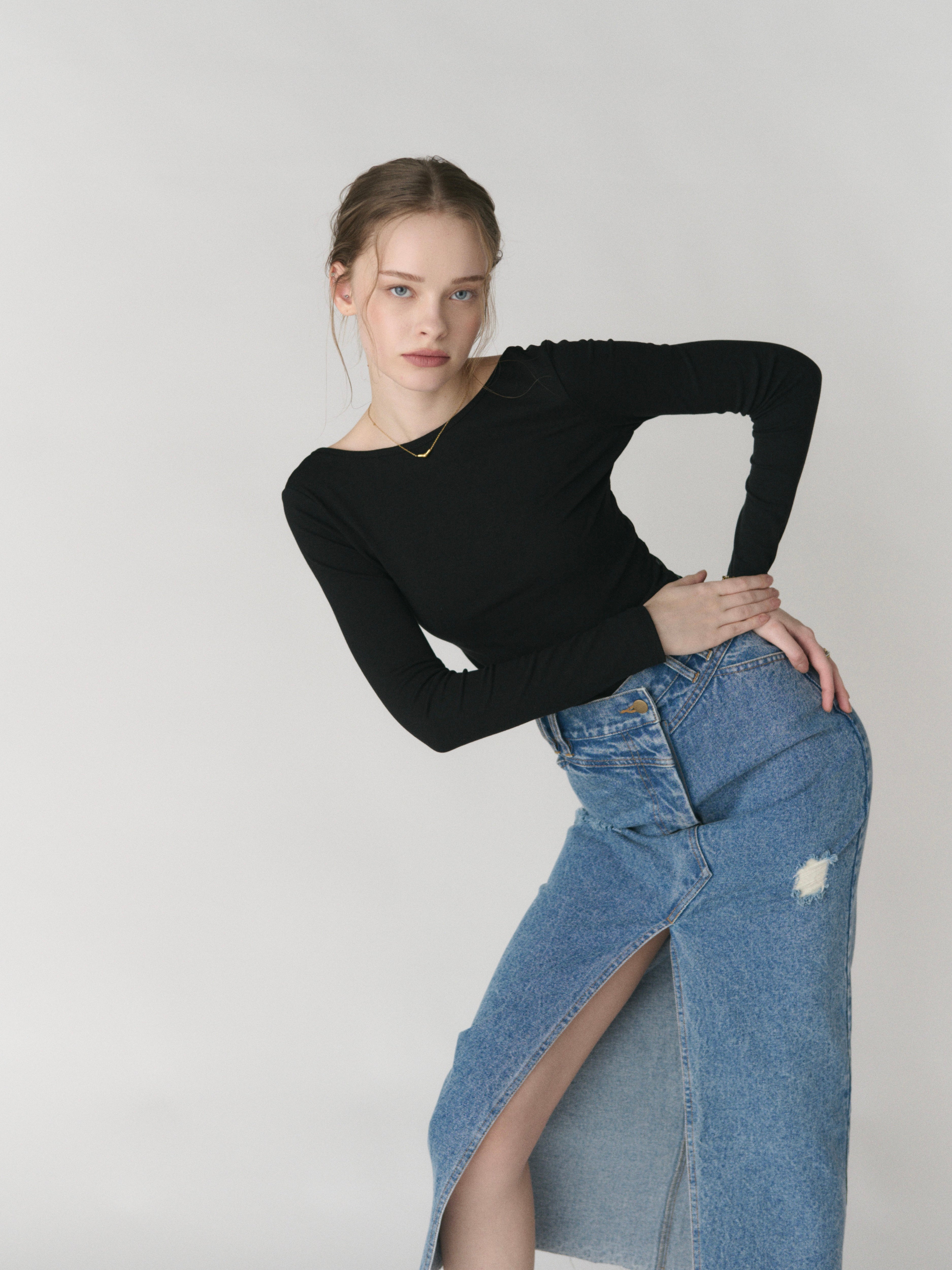 diante デニムロングスカート Front slit damage long skirt | DIANTÉ (ディアンテ)公式通販サイト