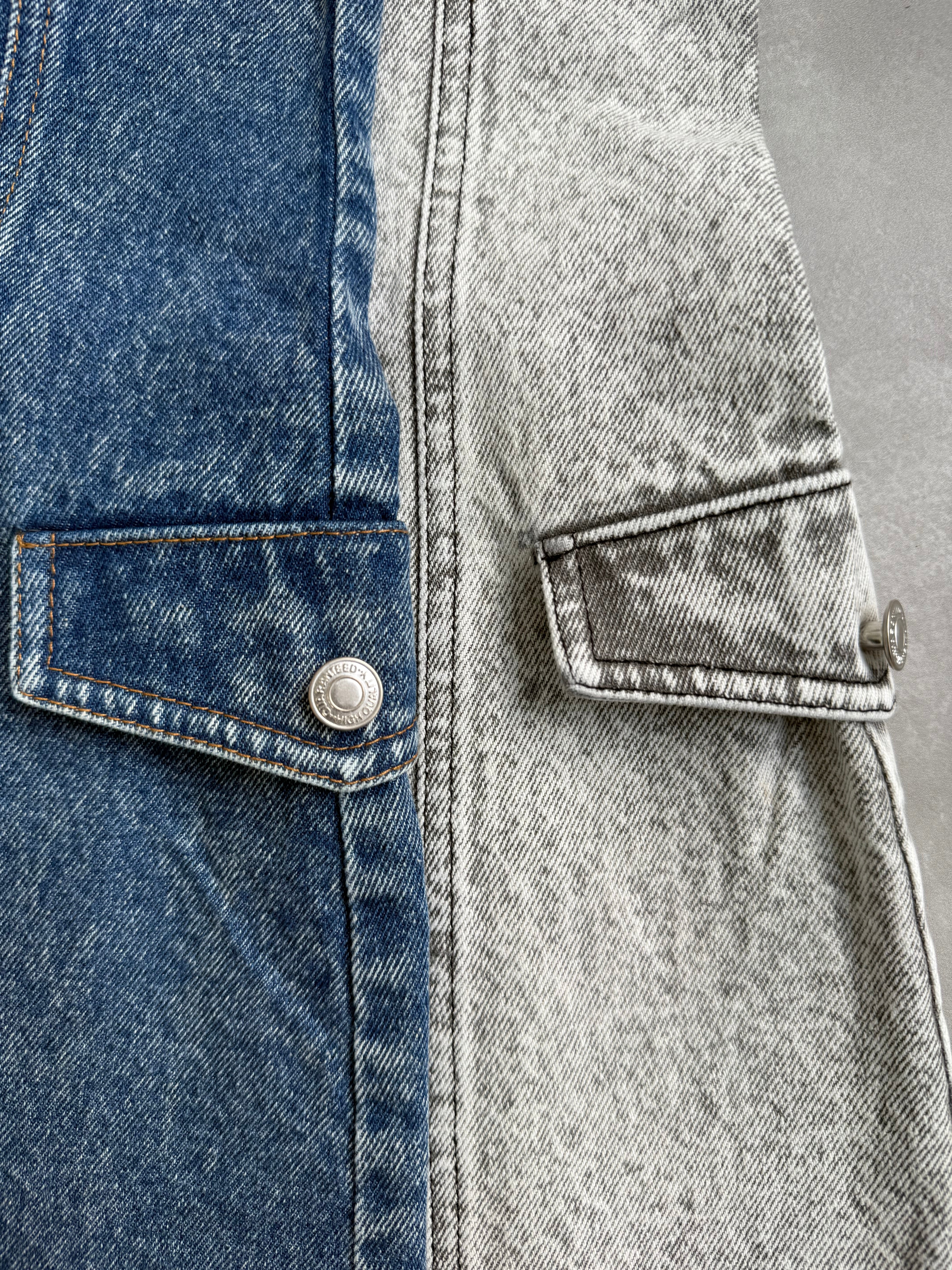 Fade denim belted mini dress