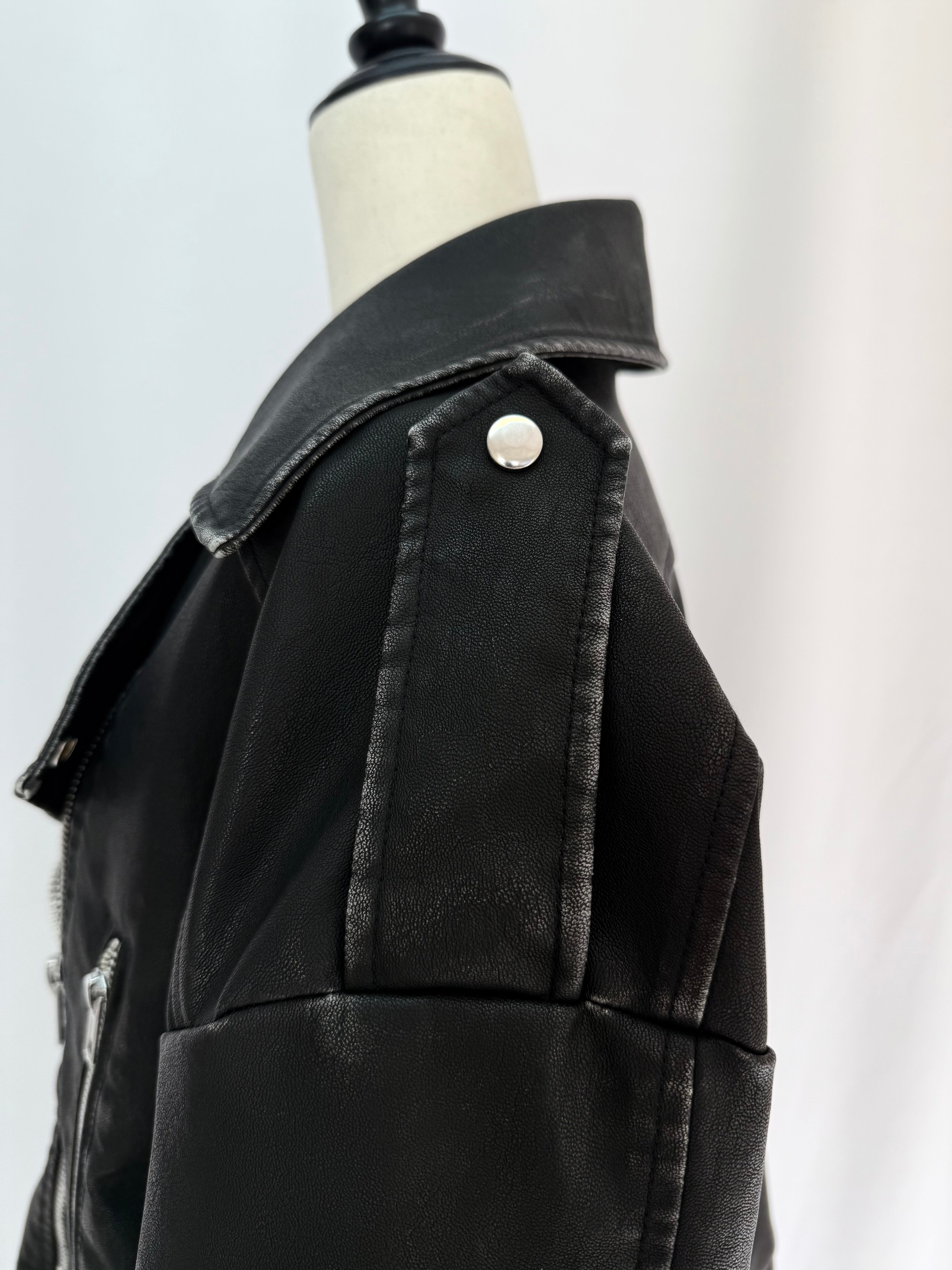 【予約】Lace up eco leather riders jacket(BRN 2月上旬発送予定）