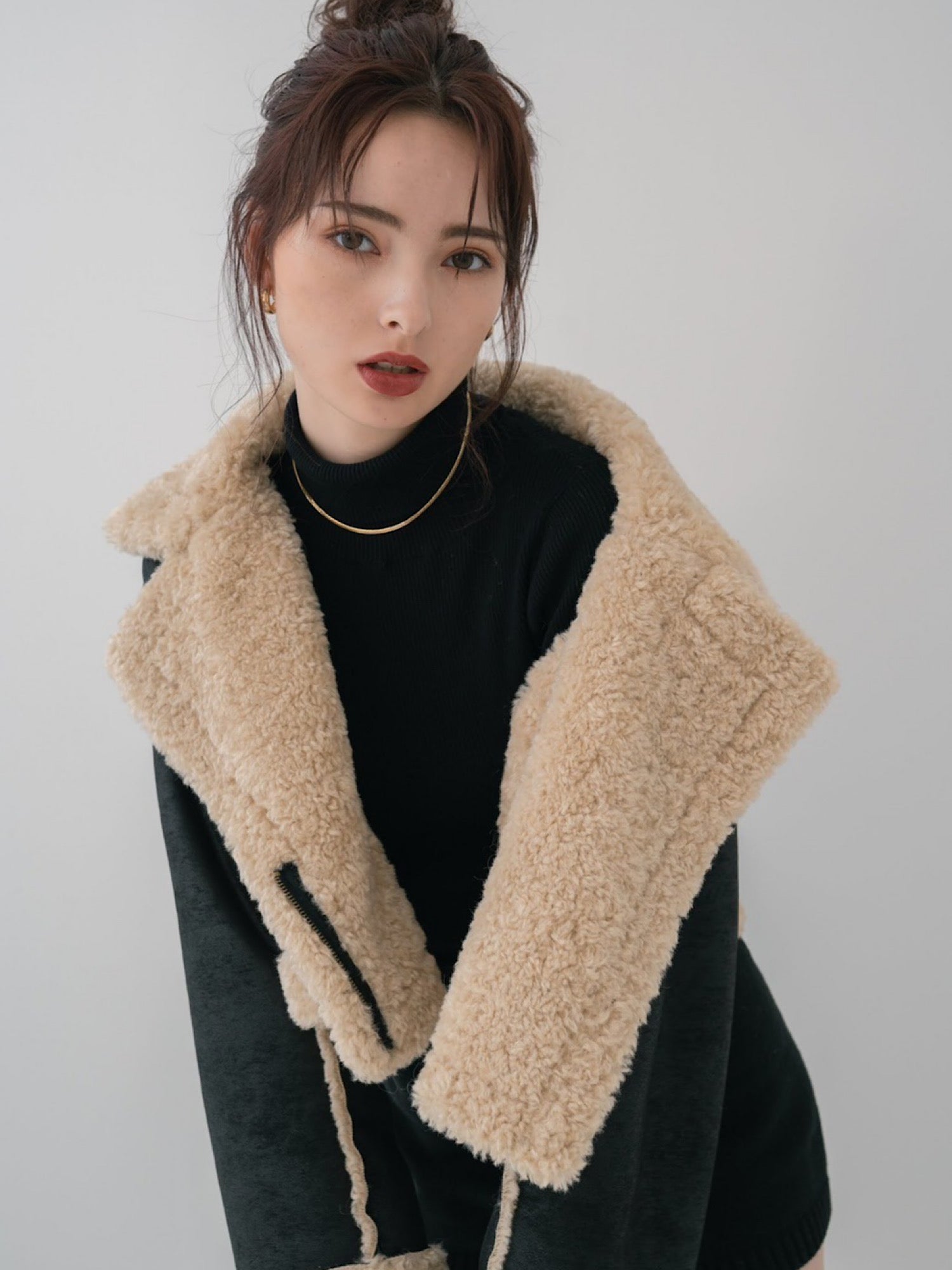 Cropped boa mouton jacket