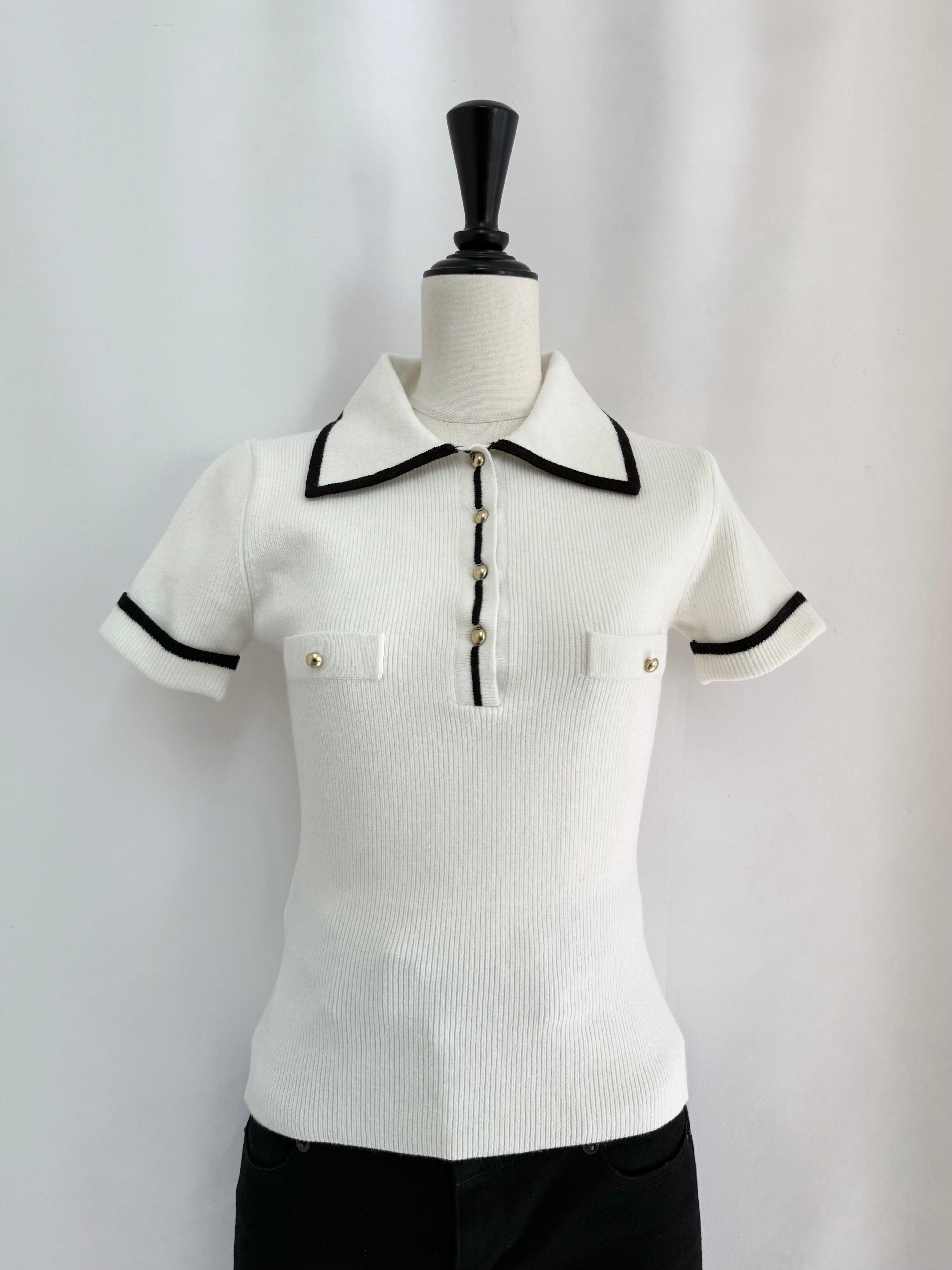 【予約】Big collar half sleeve rib knit(6月下旬発送予定)
