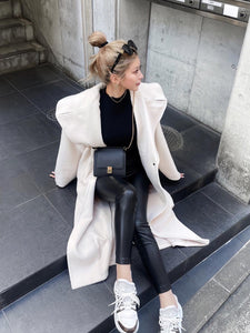 Design pocket wool maxi coat