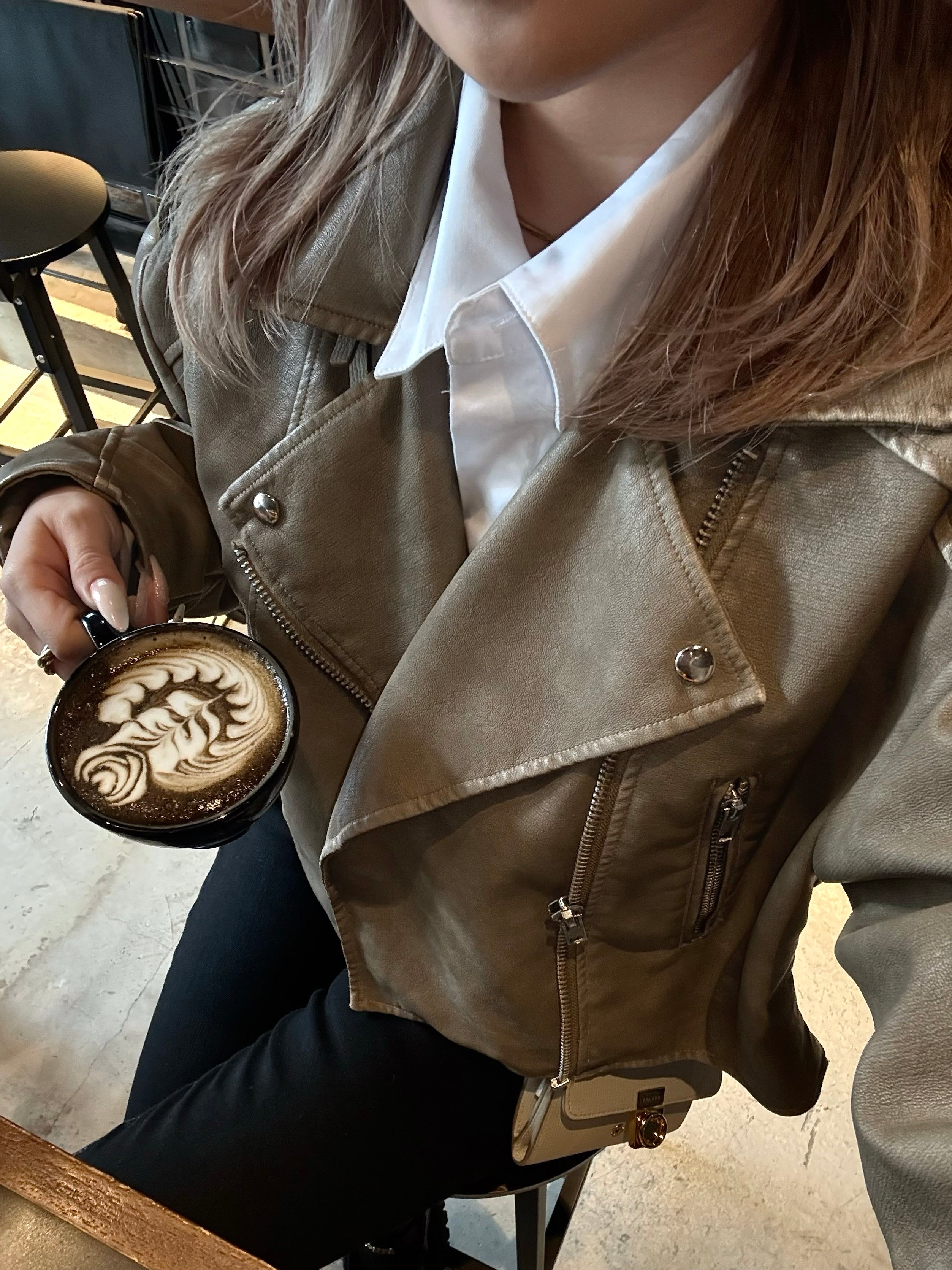 【予約】Lace up eco leather riders jacket(BRN 2月上旬発送予定）