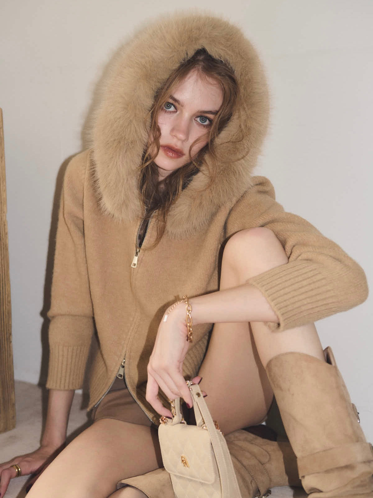 【予約】Volume fur ZIPUP knit hoodie(11月上旬発送予定)