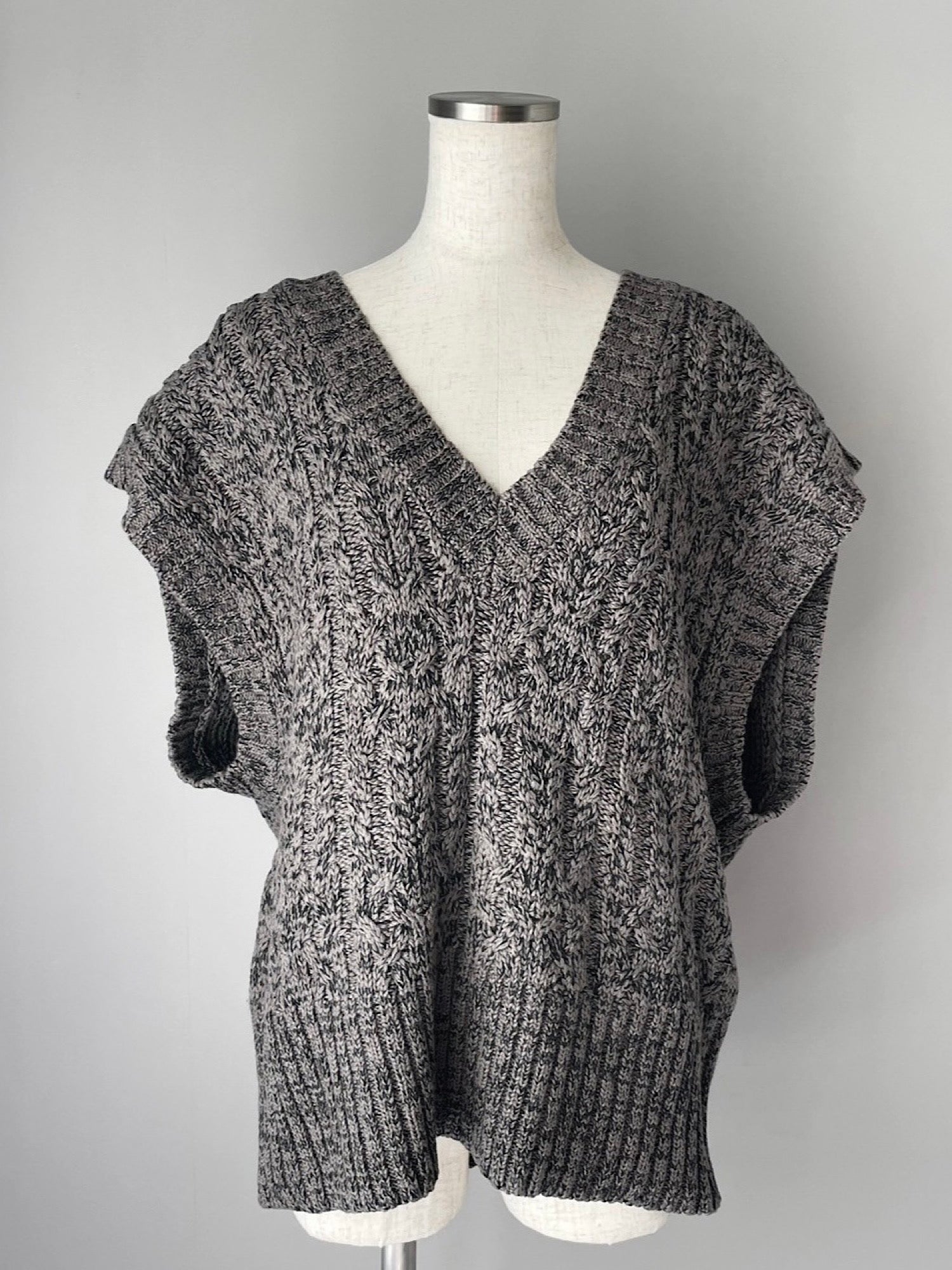 Melange cable knit vest