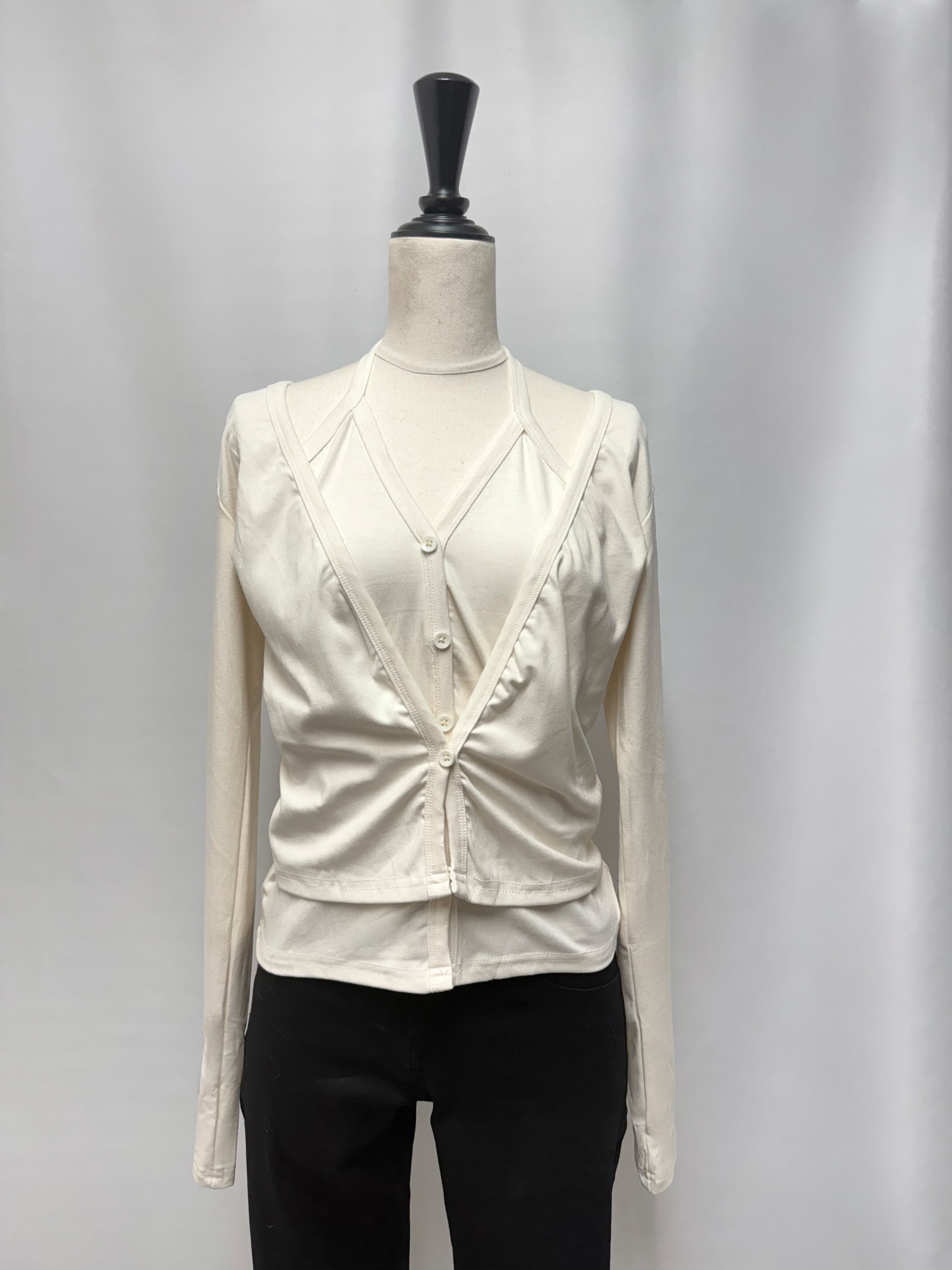 【予約】Cardigan docking halter neck tops(3月中旬〜下旬発送予定)