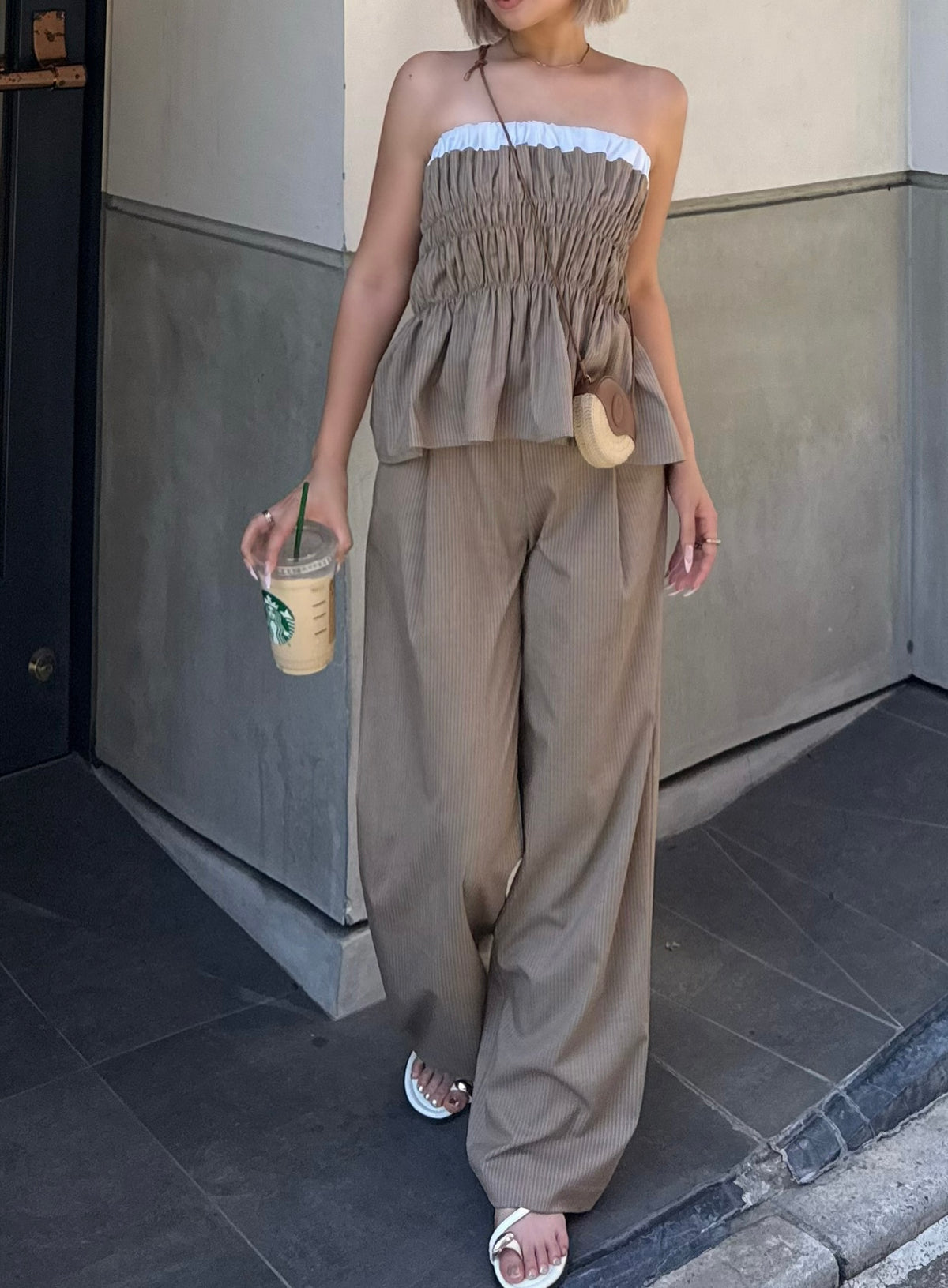 【予約】Layered peplum bare top(SETUP着用可)(BEG 9月下旬発送予定)