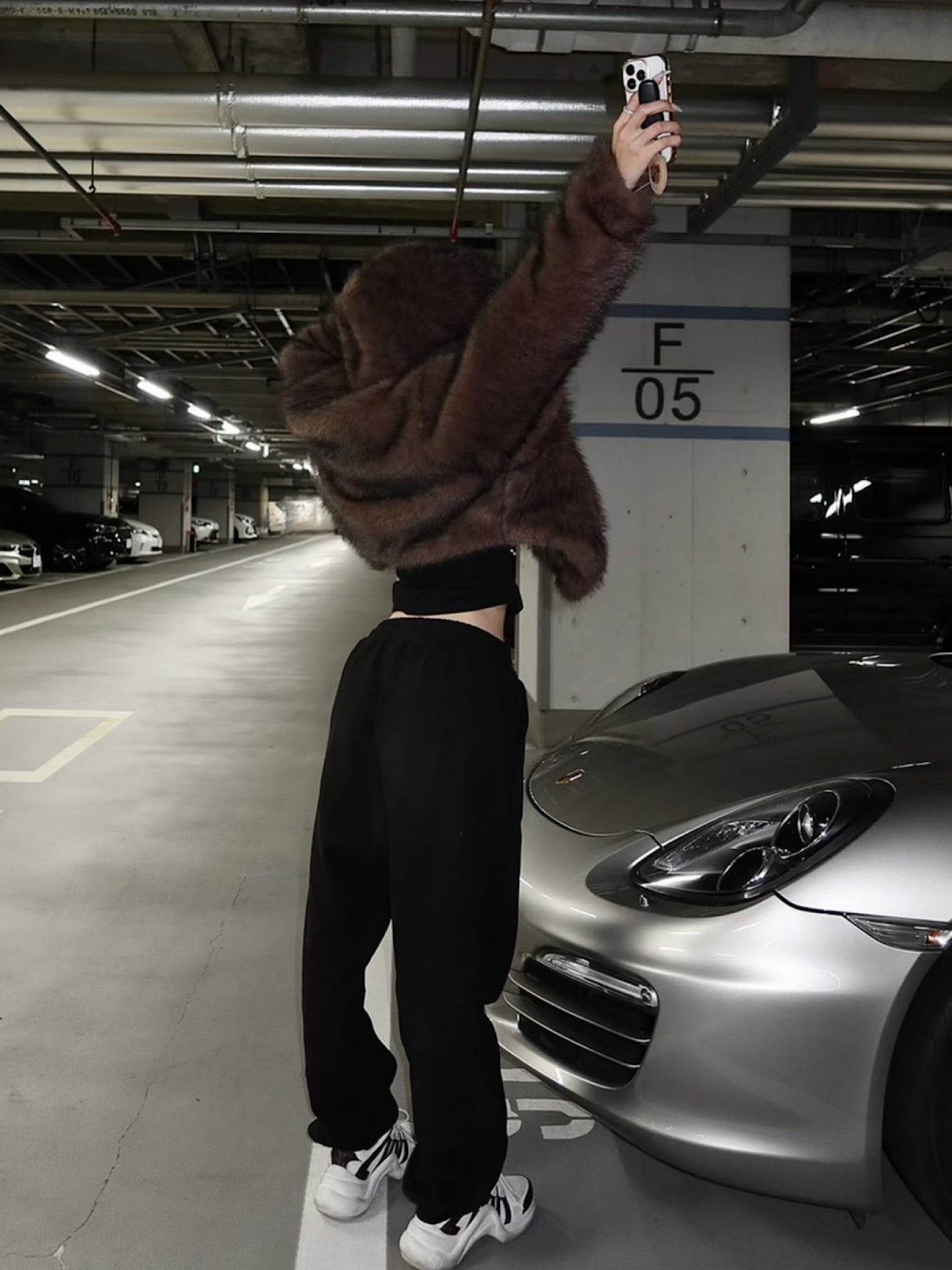 Premium eco fur hoodie coat