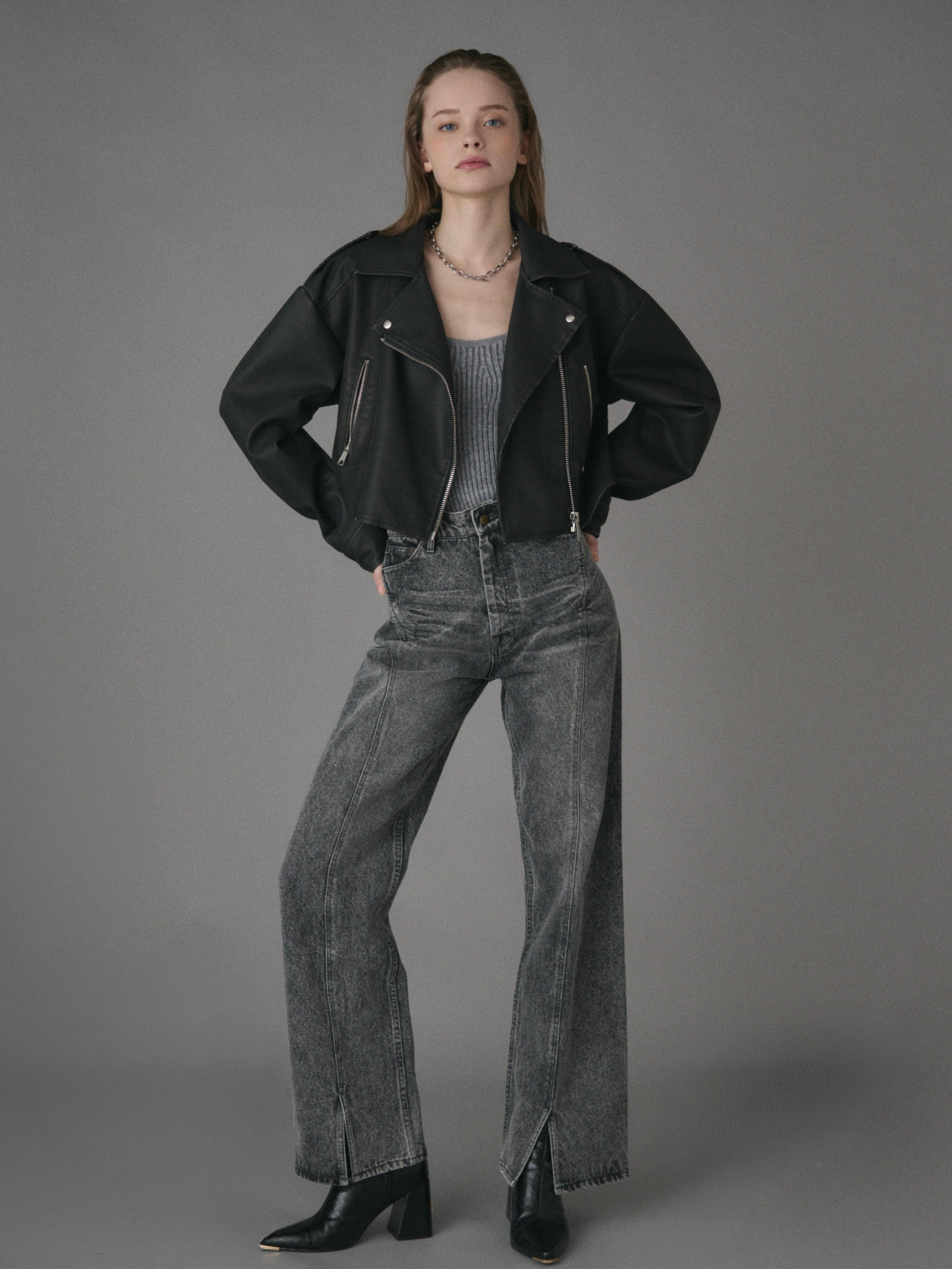 Curve pattern loose fit denim