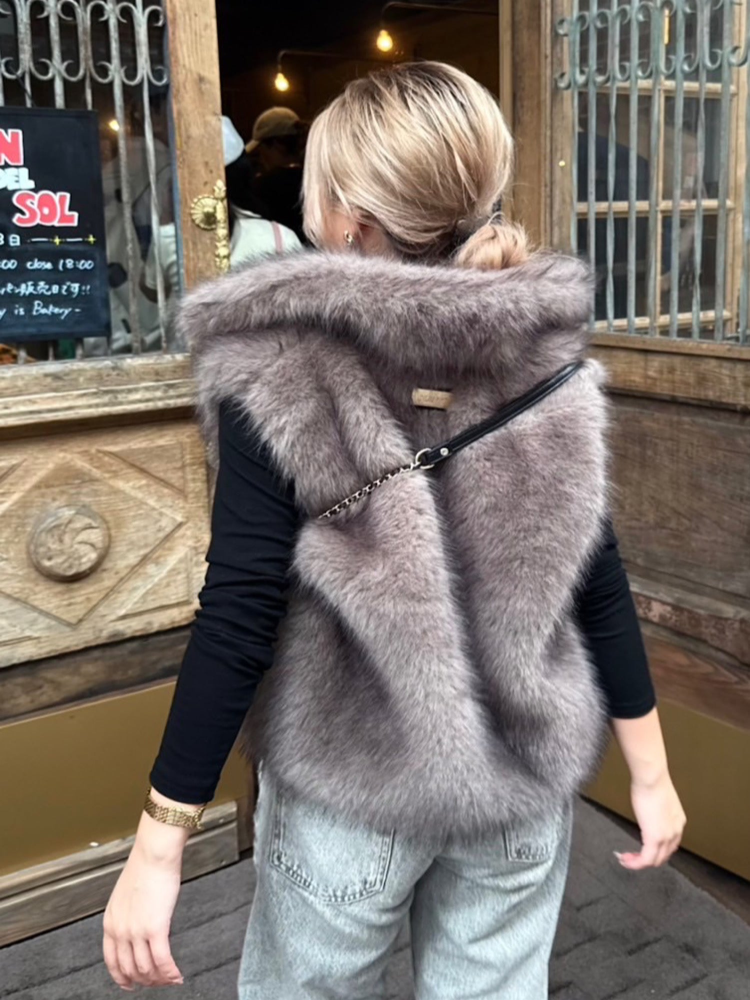 【予約】Premium eco fur belted vest(11月上旬〜中旬発送予定)