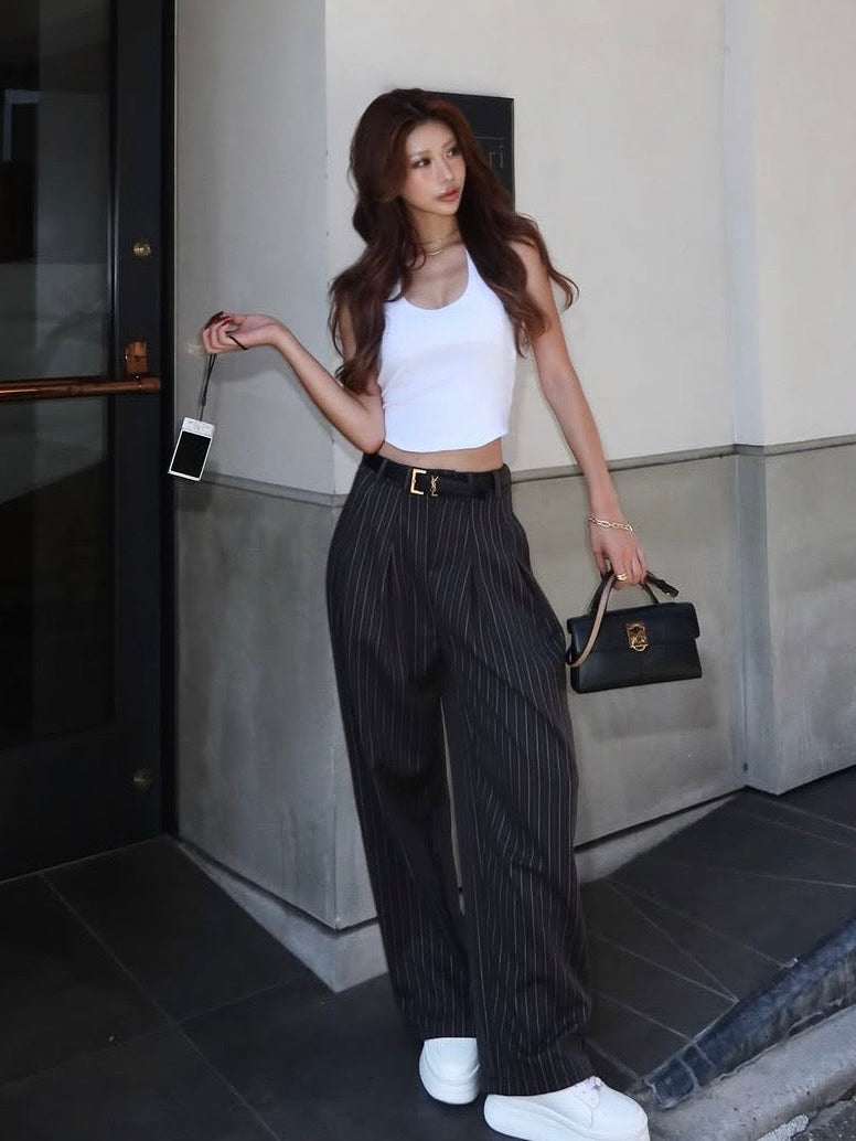 Two tuck stripe loose pants