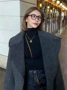 Design pocket wool maxi coat