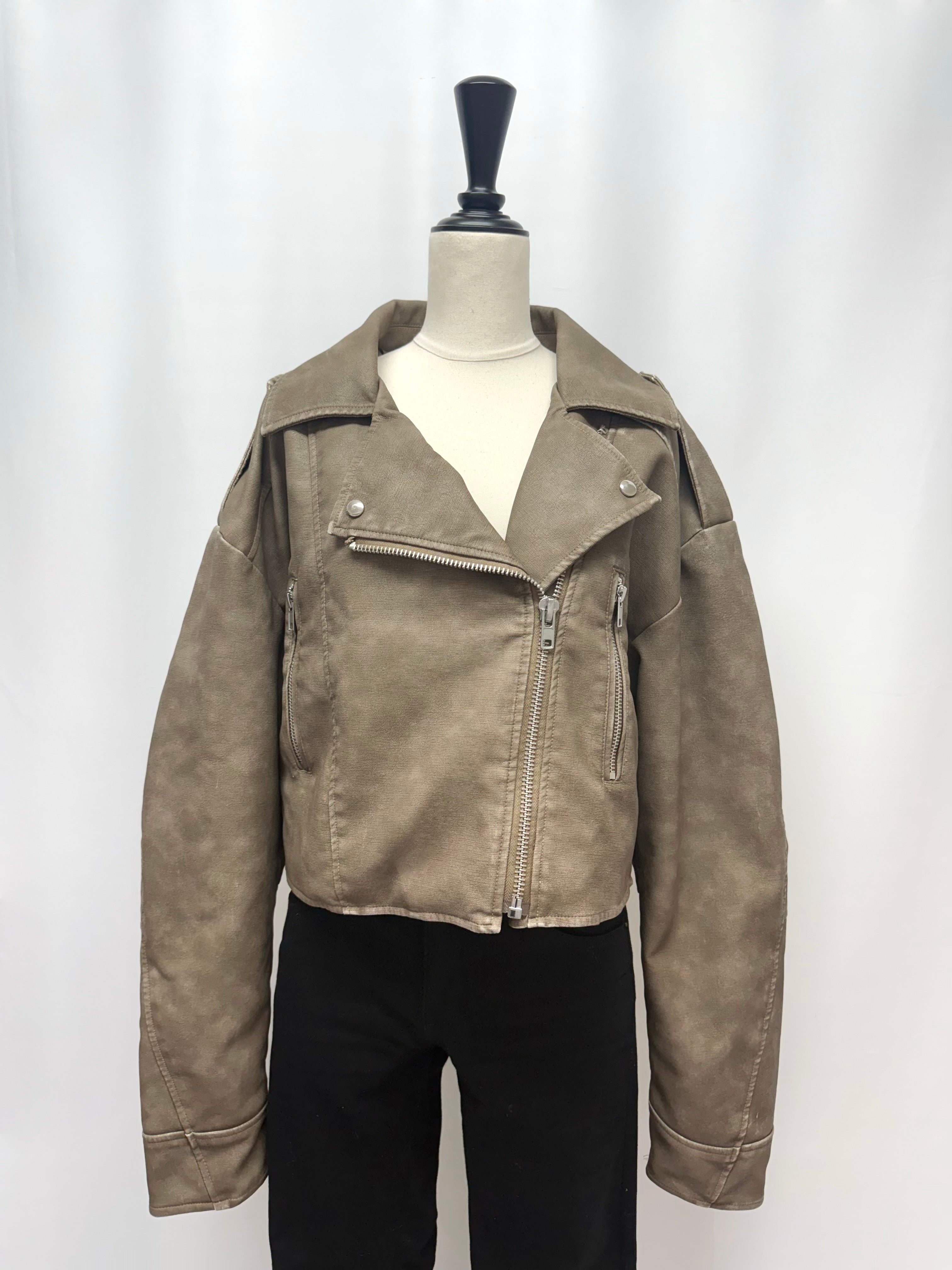 【予約】Lace up eco leather riders jacket(BRN 2月上旬発送予定）