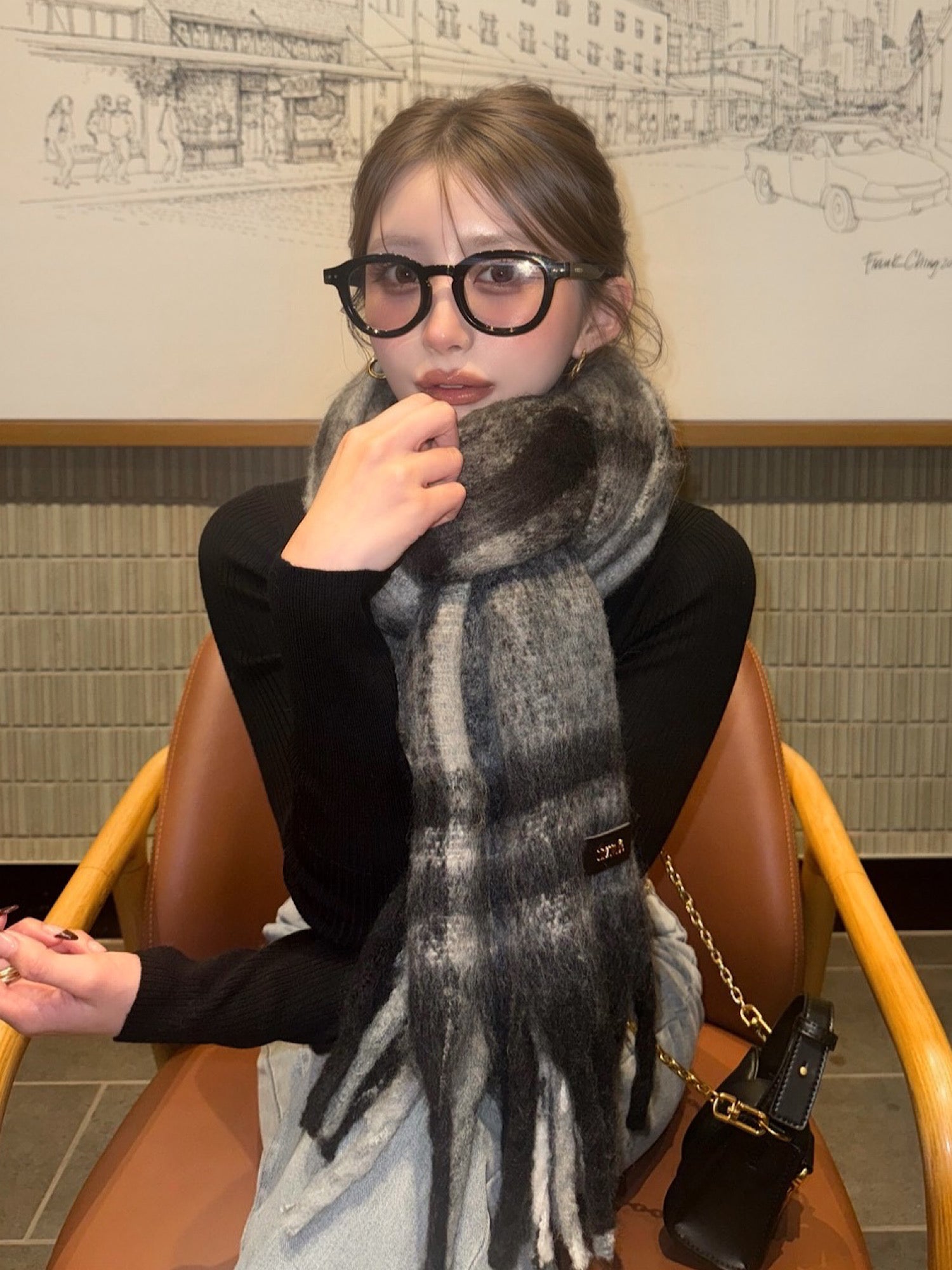 【予約】Shaggy check volume stall/muffler(12月中旬〜下旬発送予定)