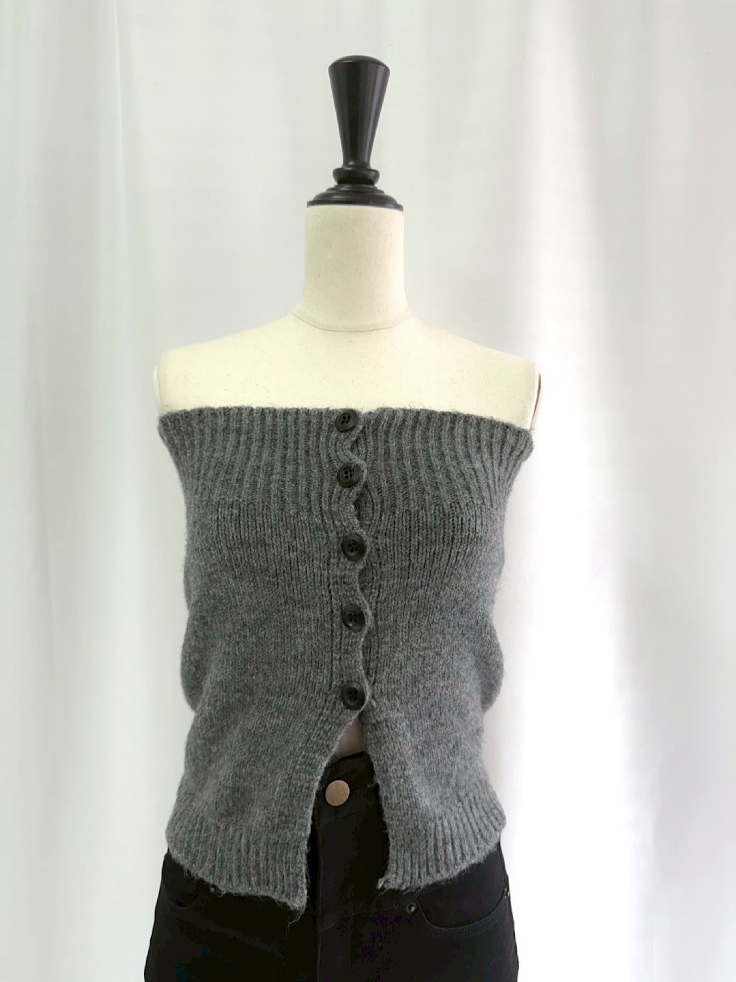 Front button baretop×Knit cardigan SET