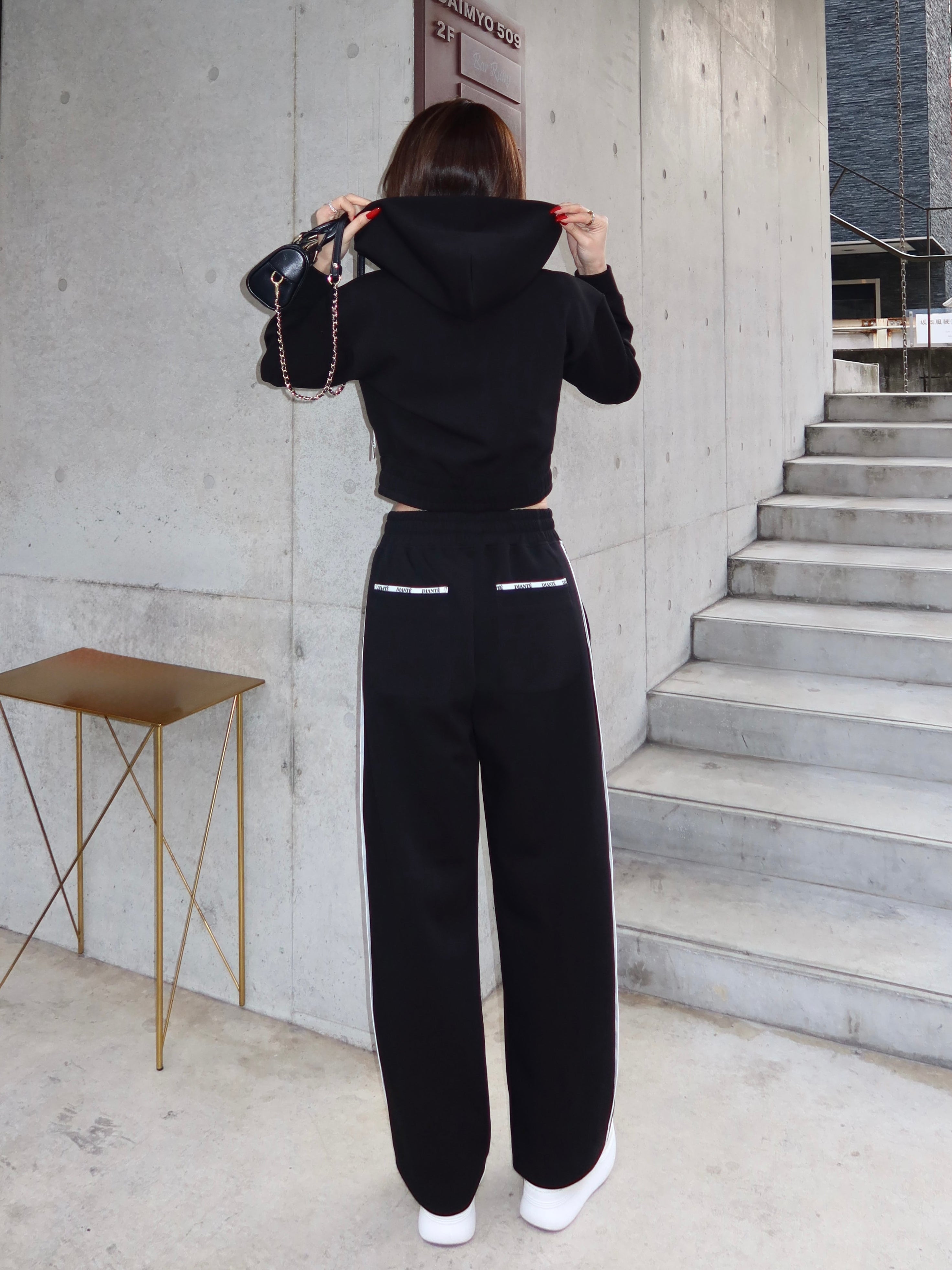 DIANTE LOGO TAPE SWEAT セットアップ　グレー Logo tape zip up hoodie sweat | DIANTÉ (ディアンテ)公式通販サイト