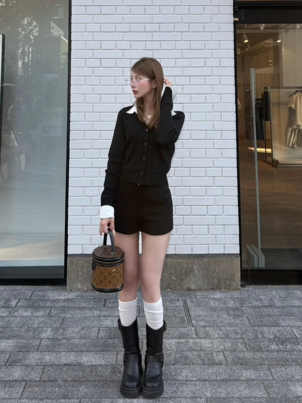 【予約】Shirts layered cardigan tops(SETUP着用可)(BLK 5月下旬発送予定)