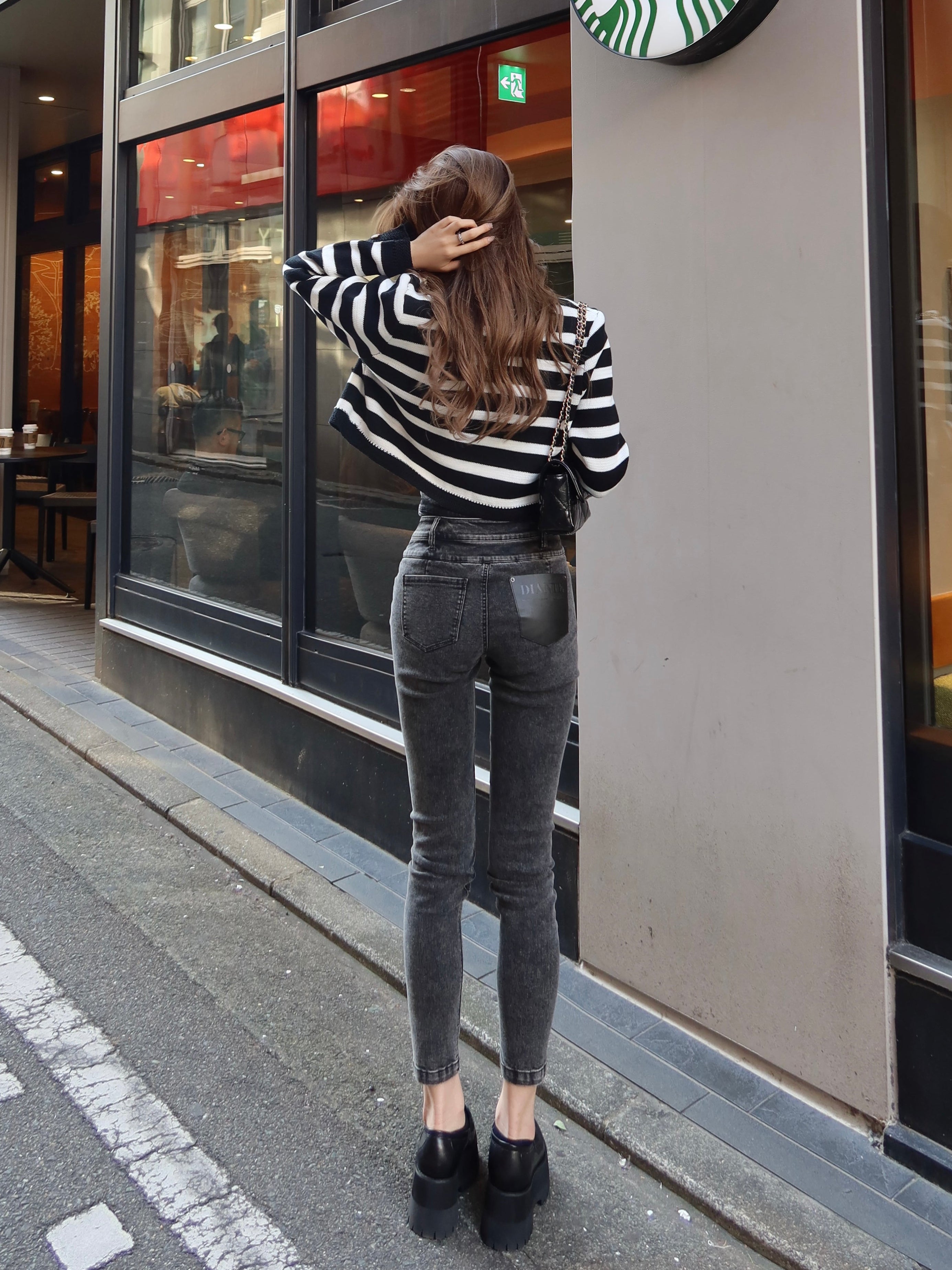 【予約】High waist layered skinny denim(4月上旬〜中旬発送予定)