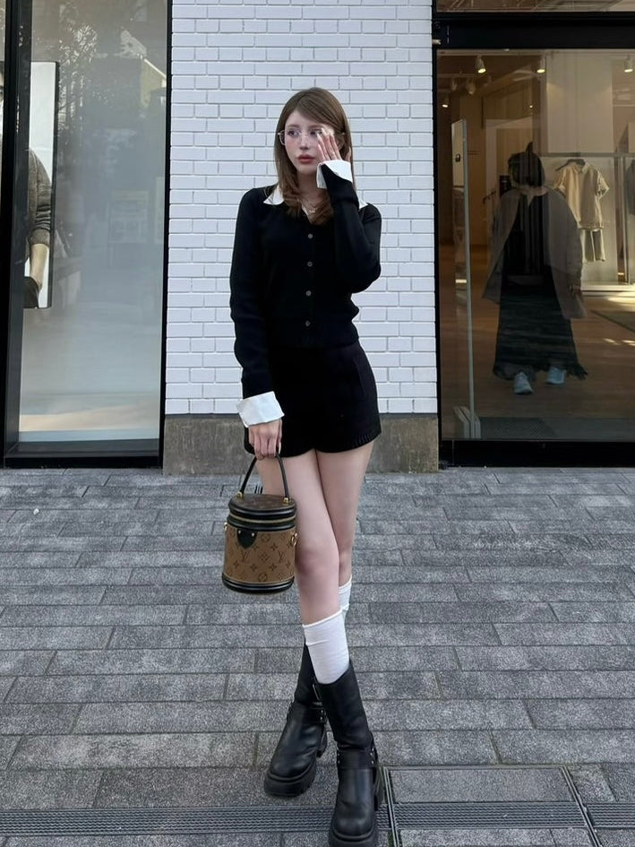 【予約】Shirts layered cardigan tops(SETUP着用可)(BLK 5月下旬発送予定)