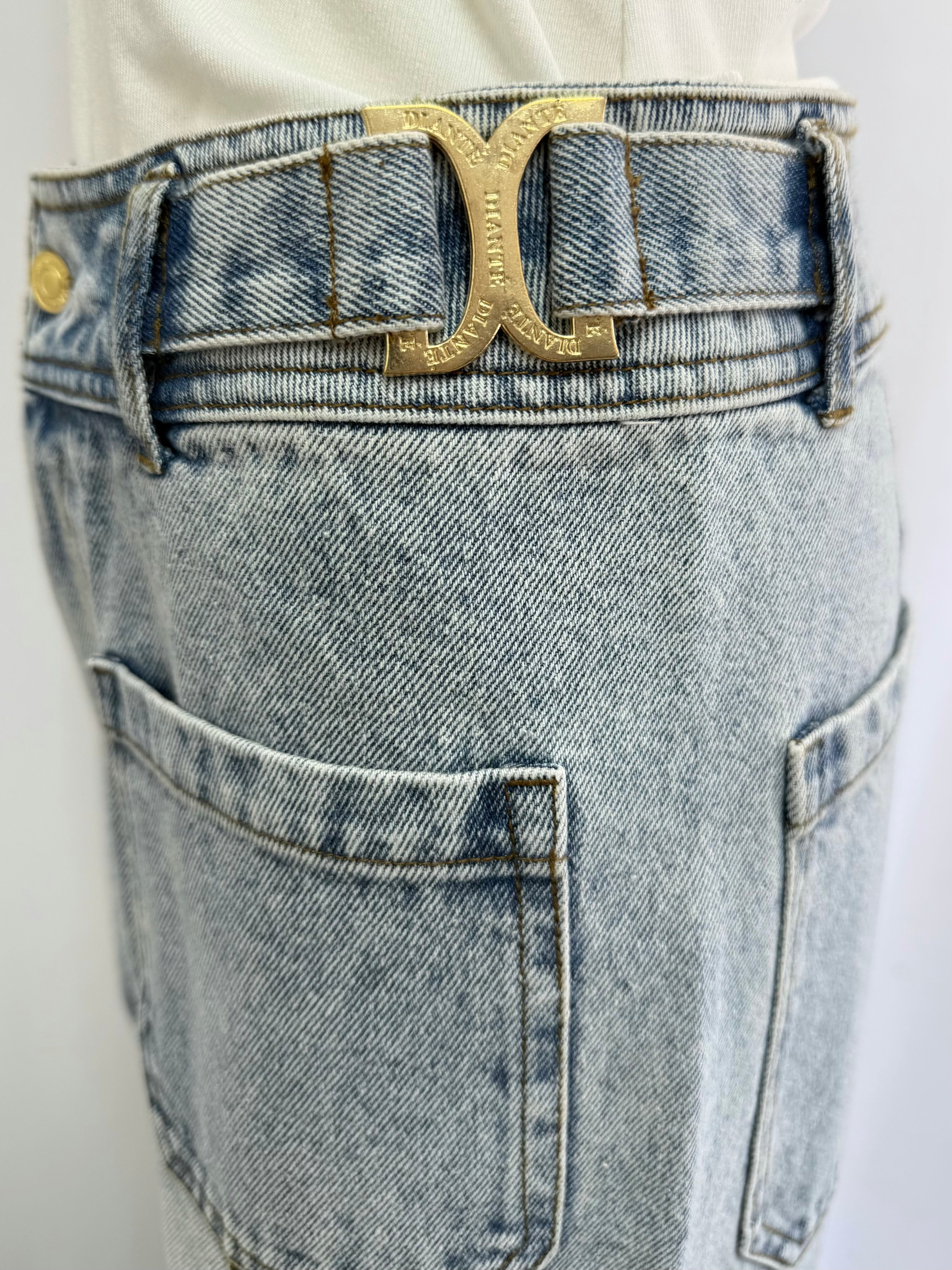 Waist design loose denim