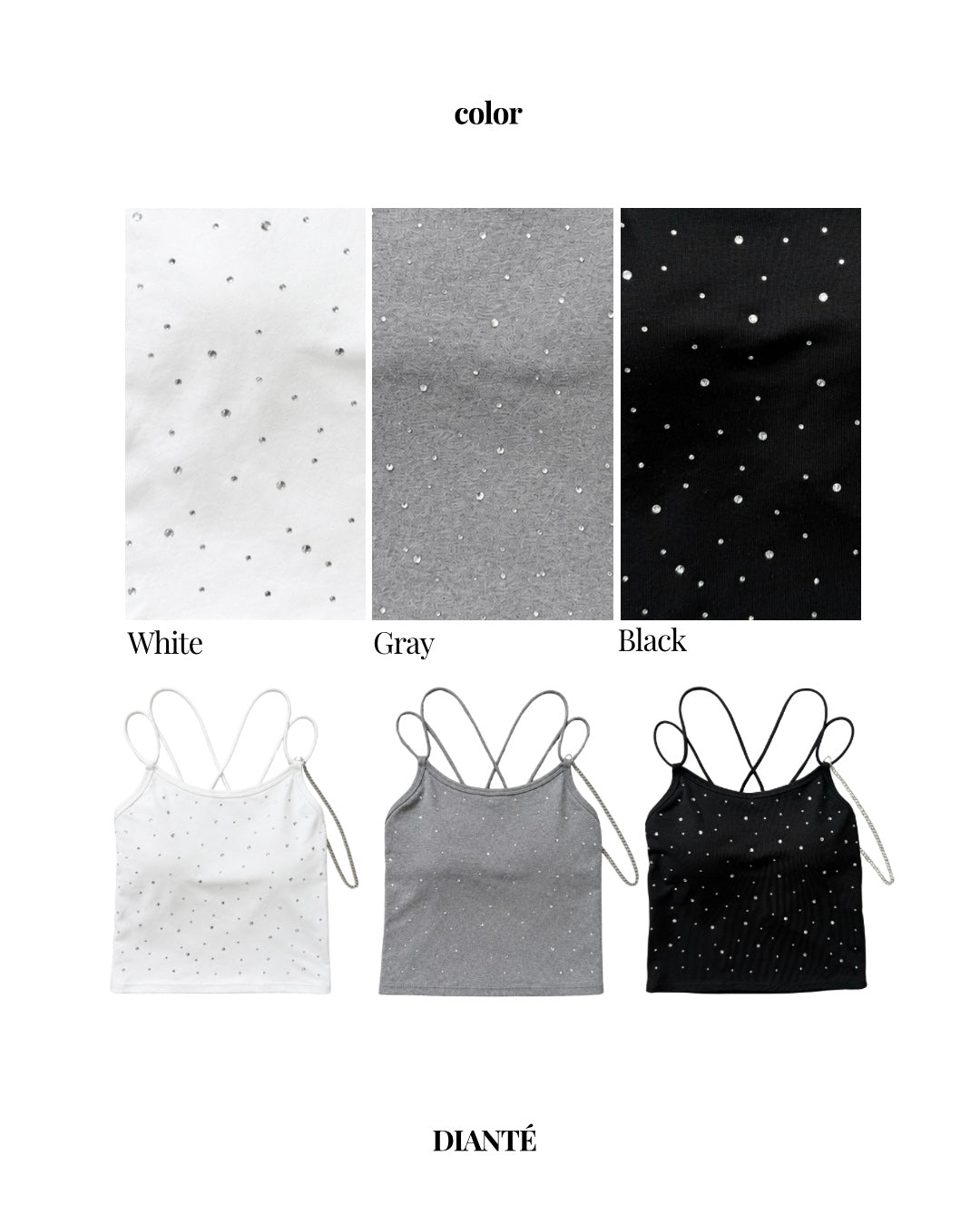 Rhinestone dot camisole with inner bra