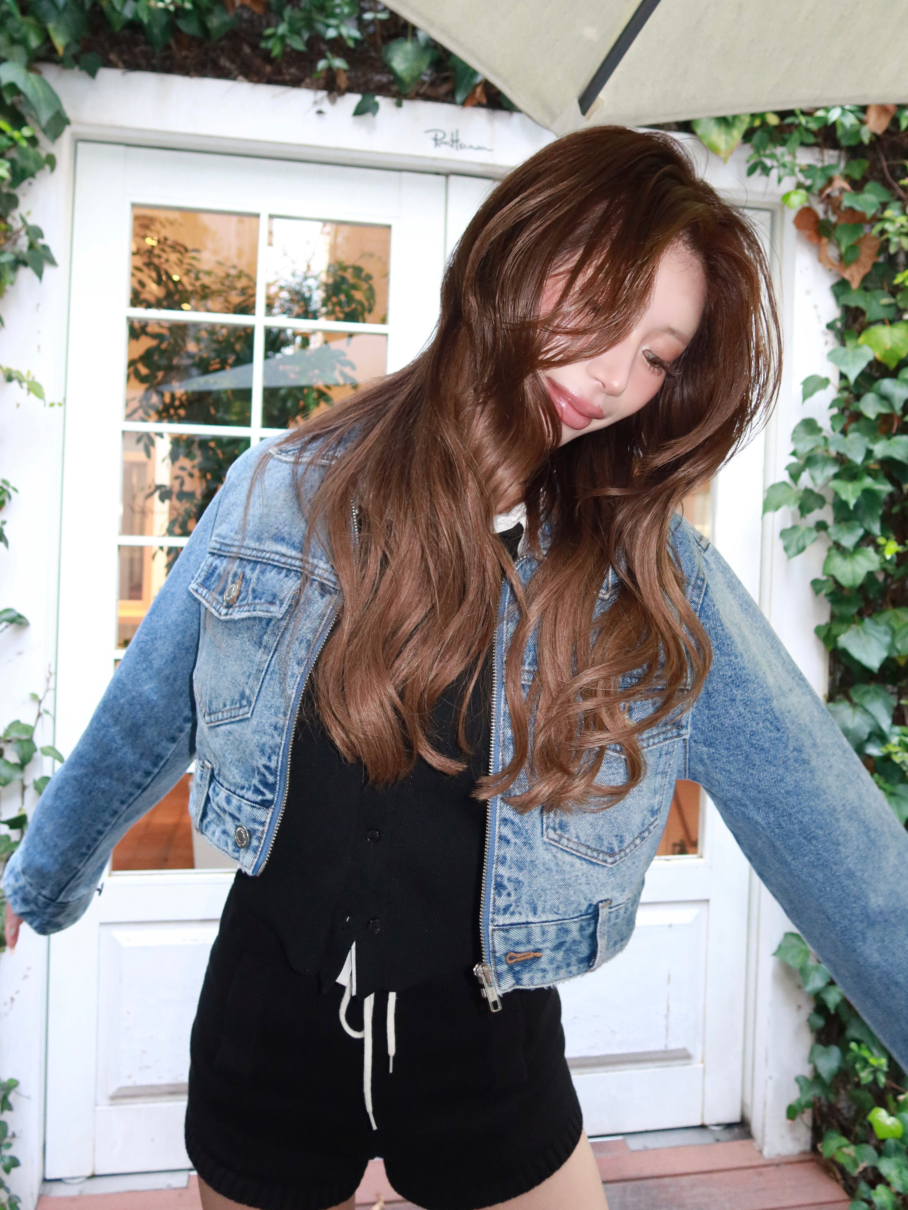 Fade denim zip up jacket