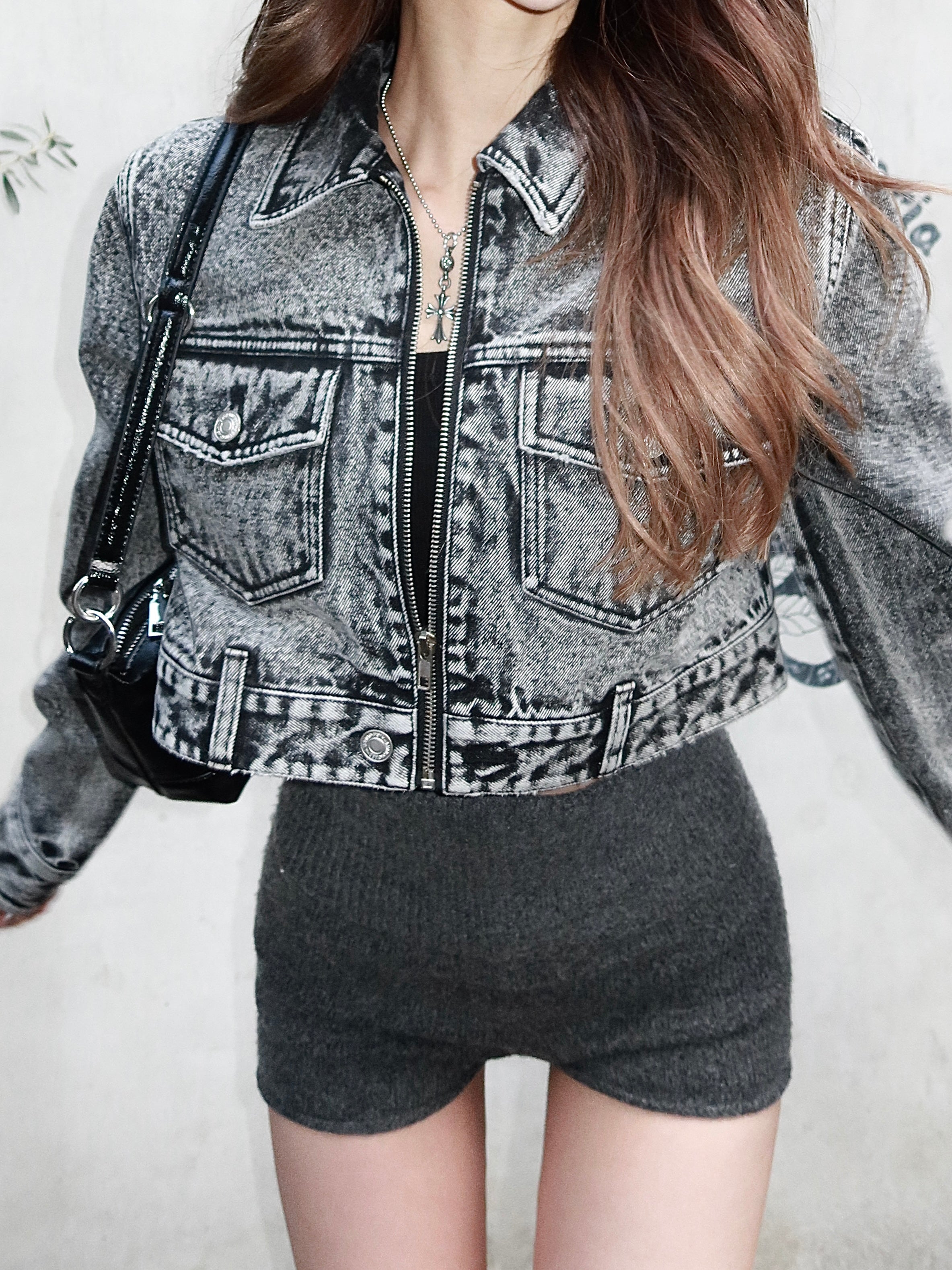 Fade denim zip up jacket