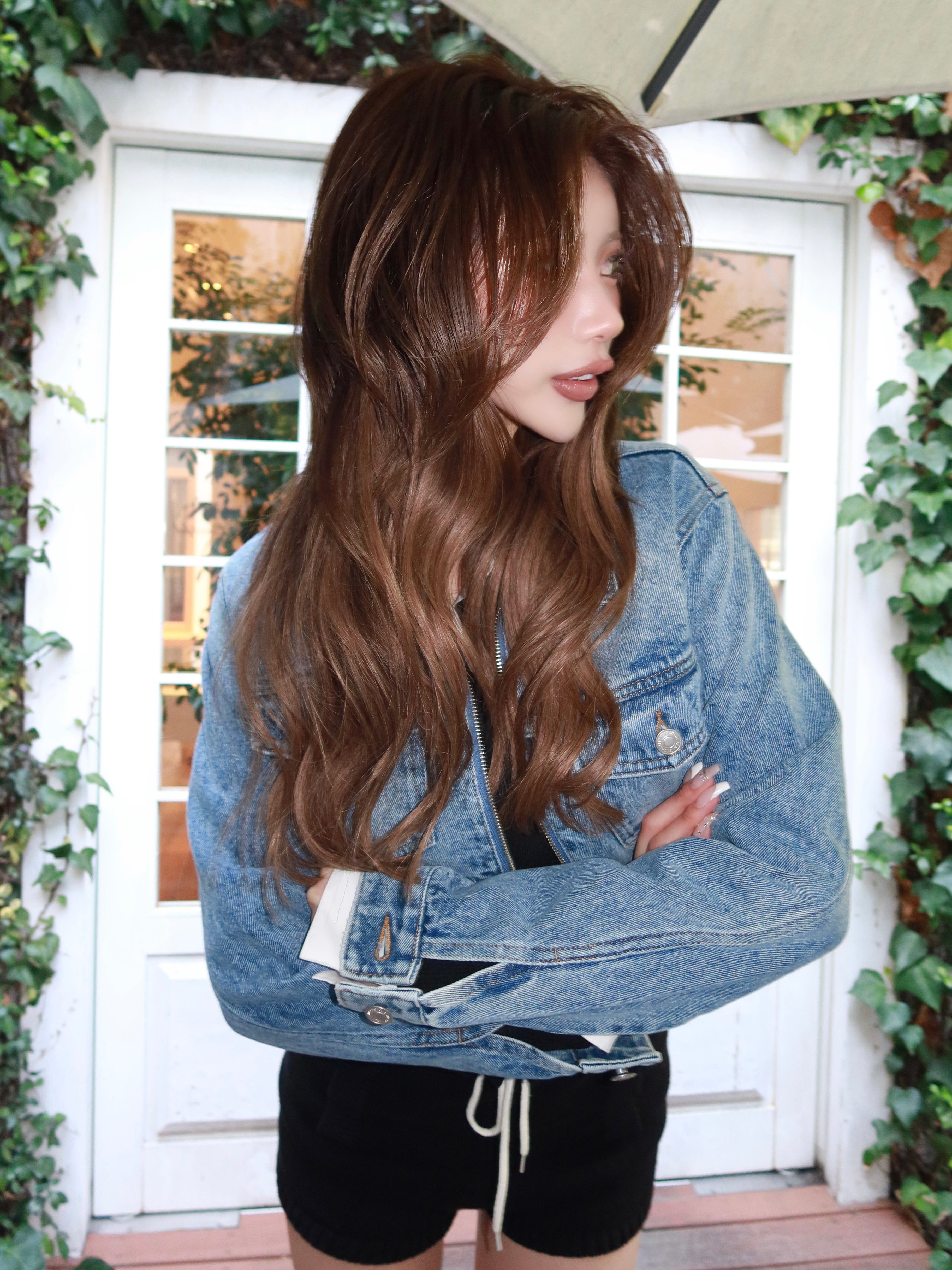 Fade denim zip up jacket