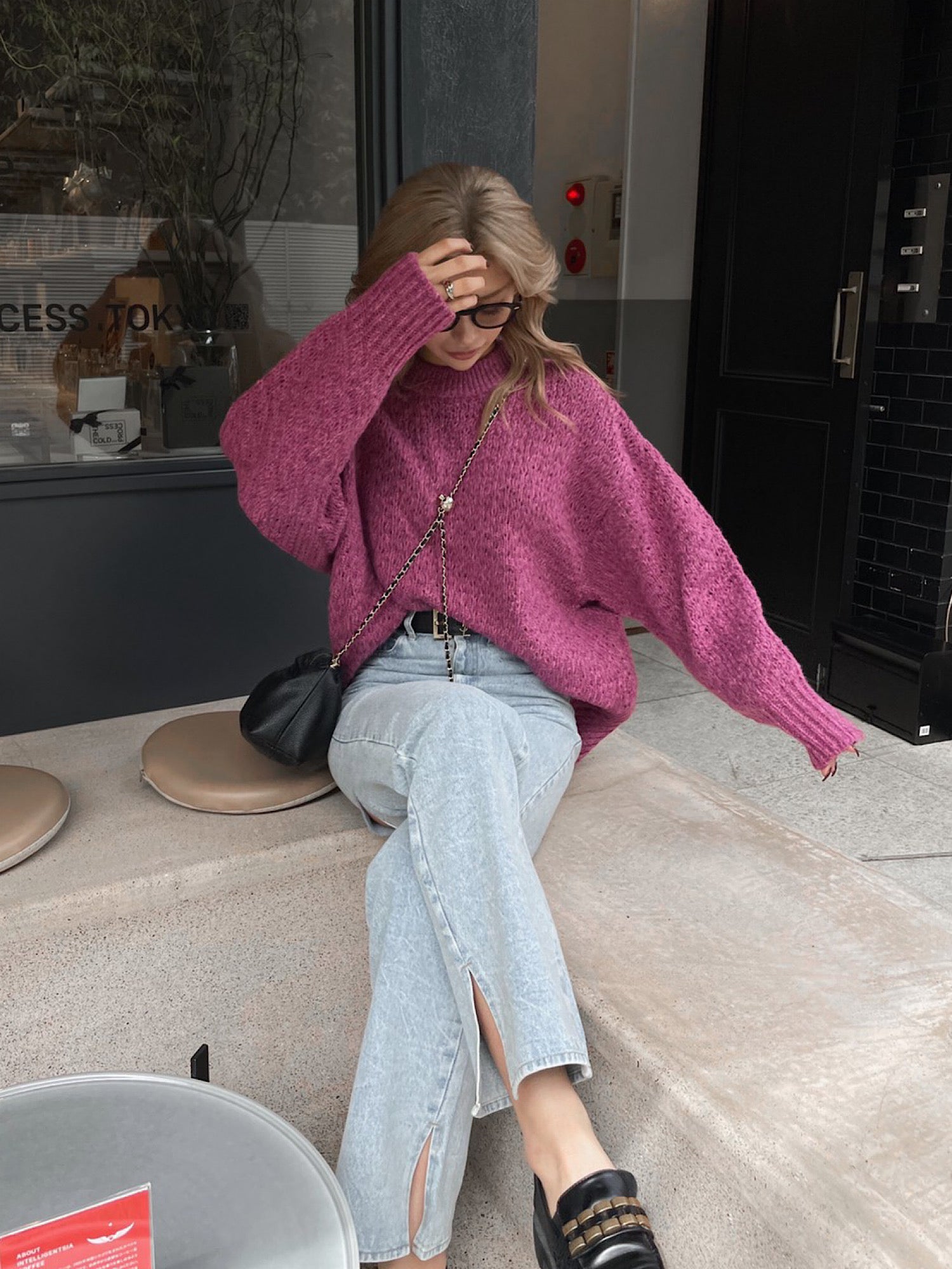 Melange loose knit