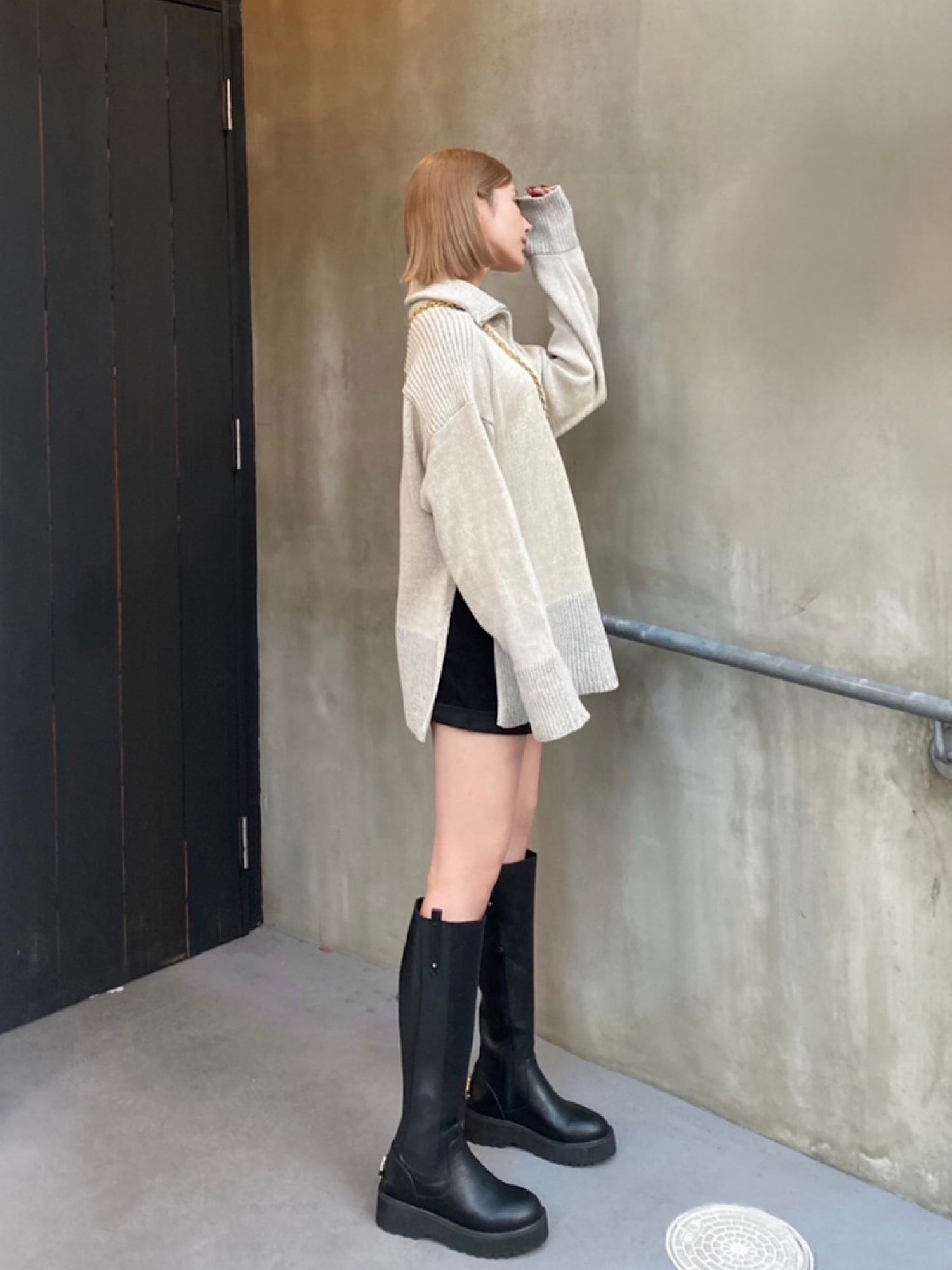 Logo heel long boots