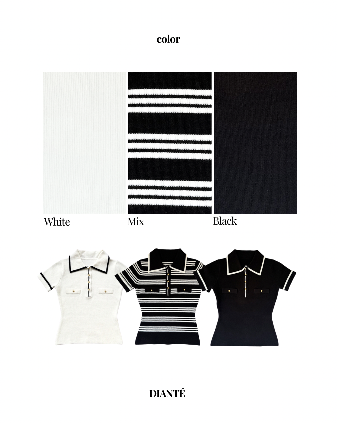 【予約】Big collar half sleeve rib knit(6月下旬発送予定)