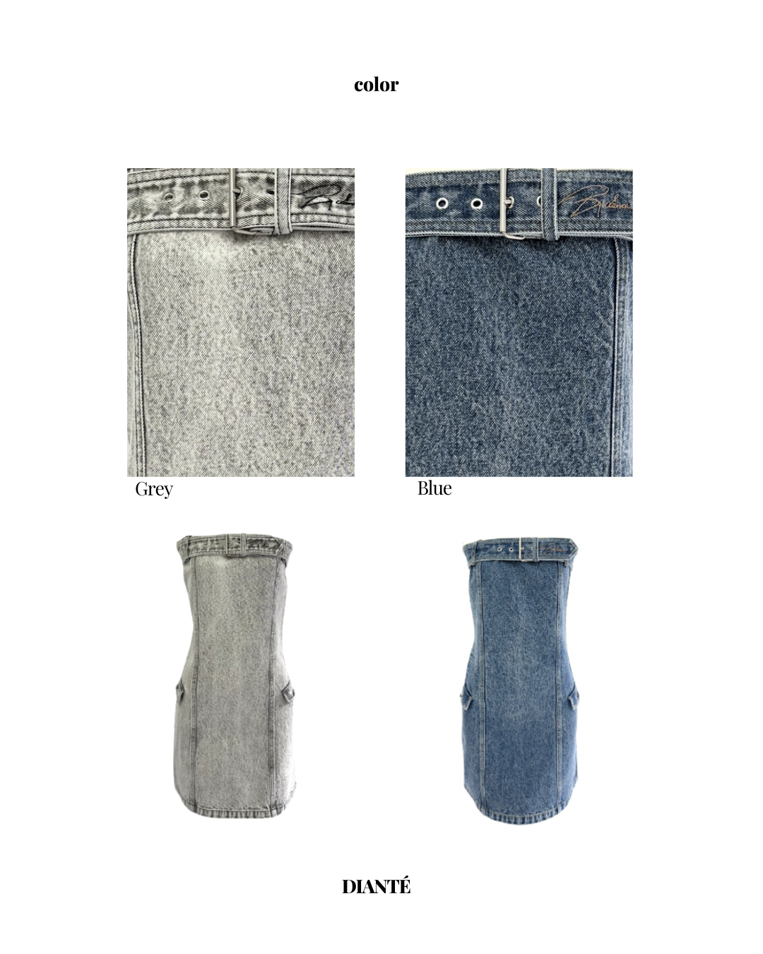 Fade denim belted mini dress