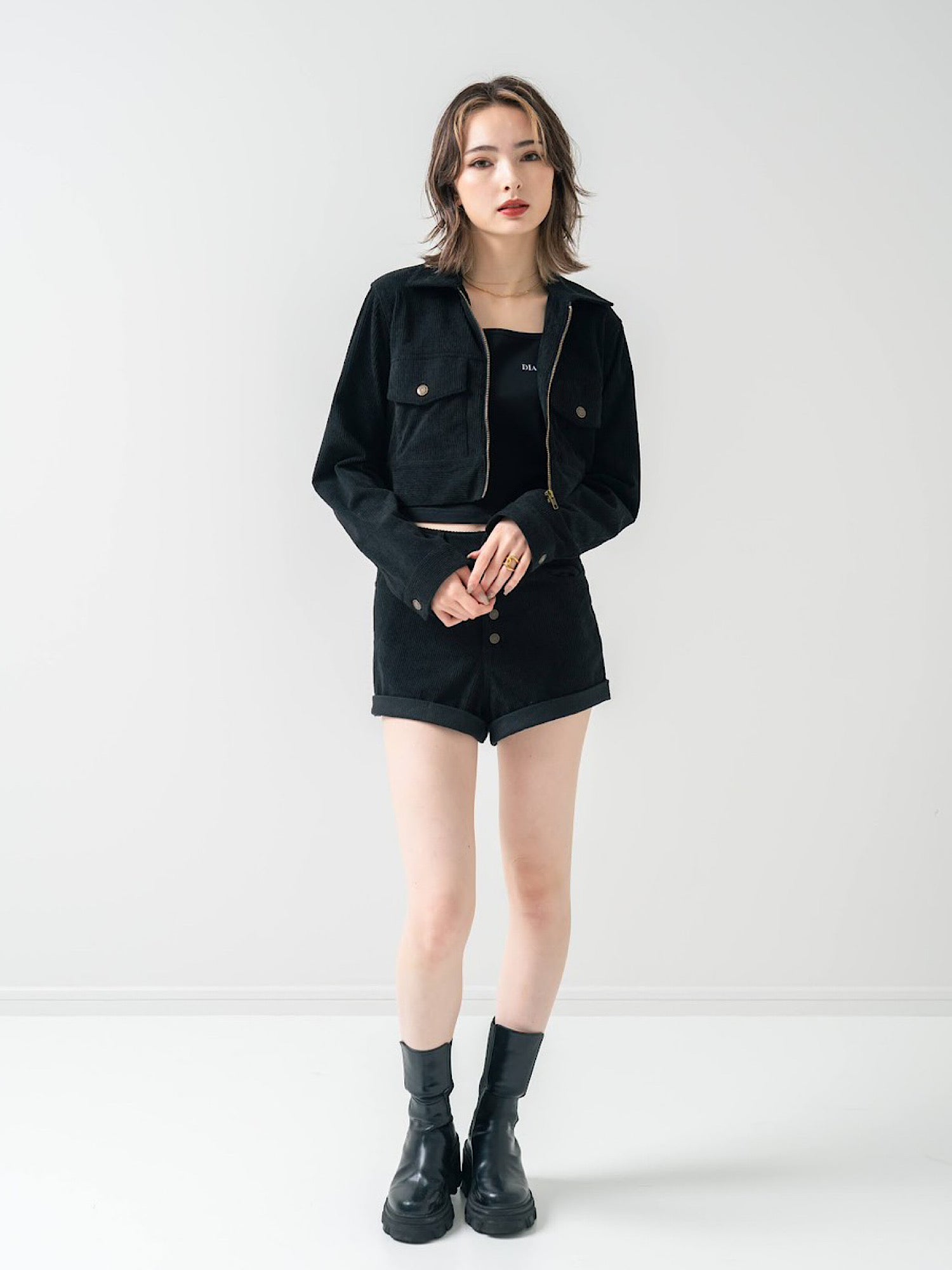 Corduroy loose shirt-jacket
