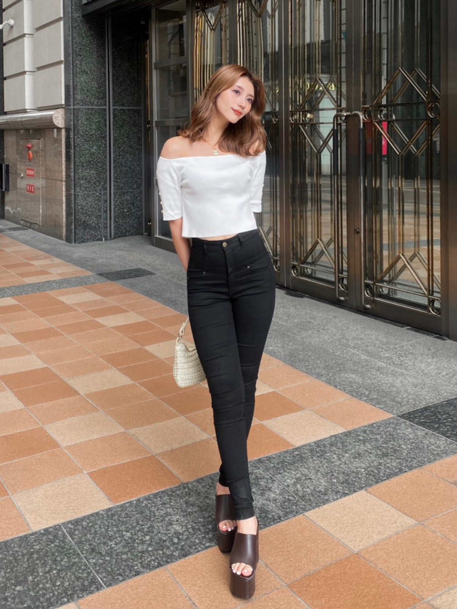 Design half sleeve off shoulder tops