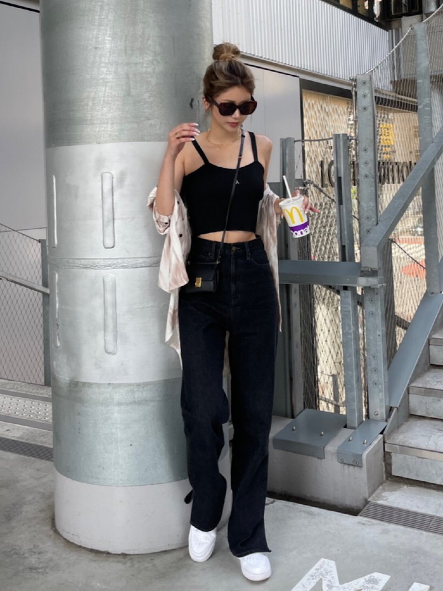 Knit logo camisole with inner bra