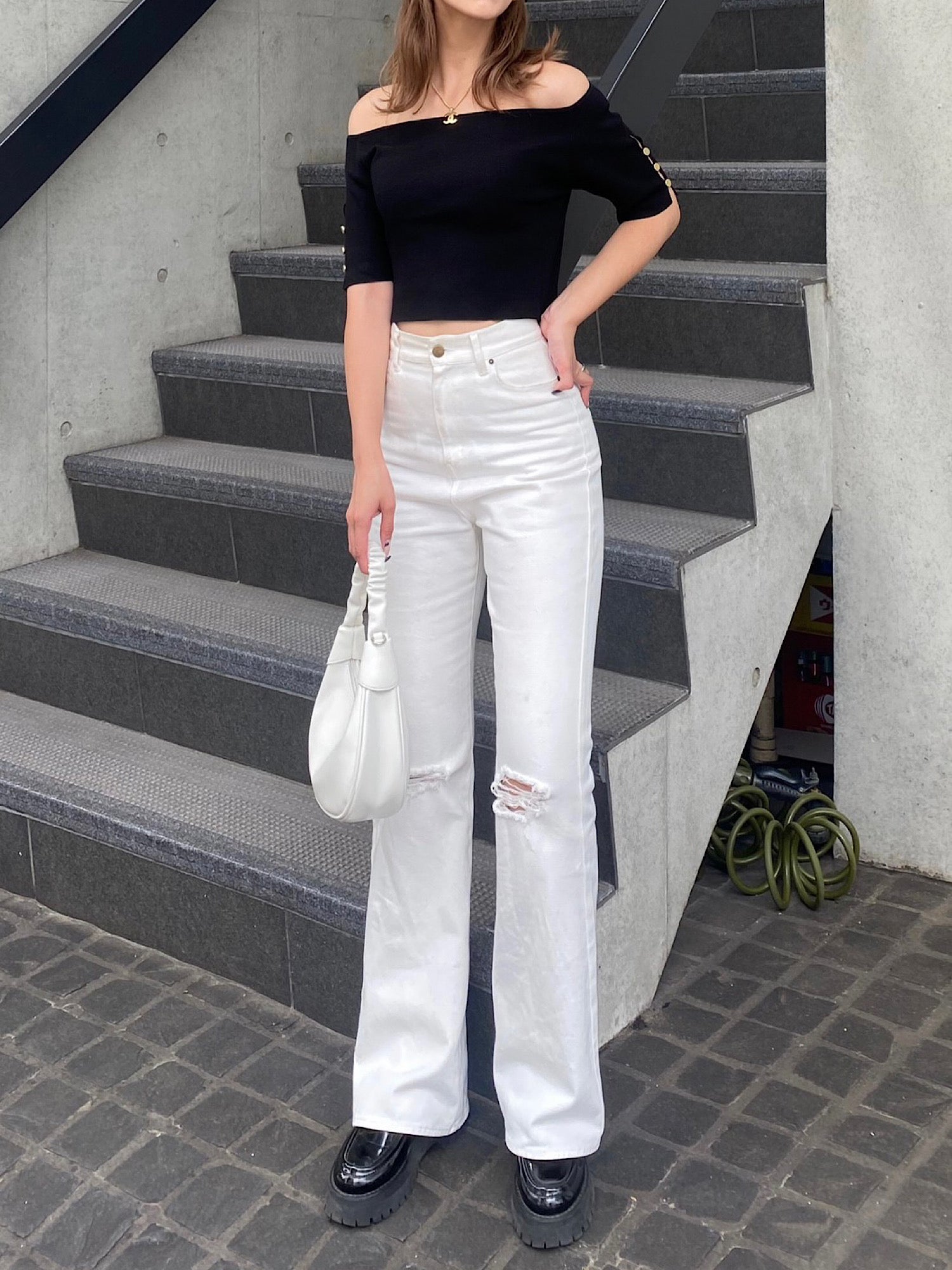 Design half sleeve off shoulder tops