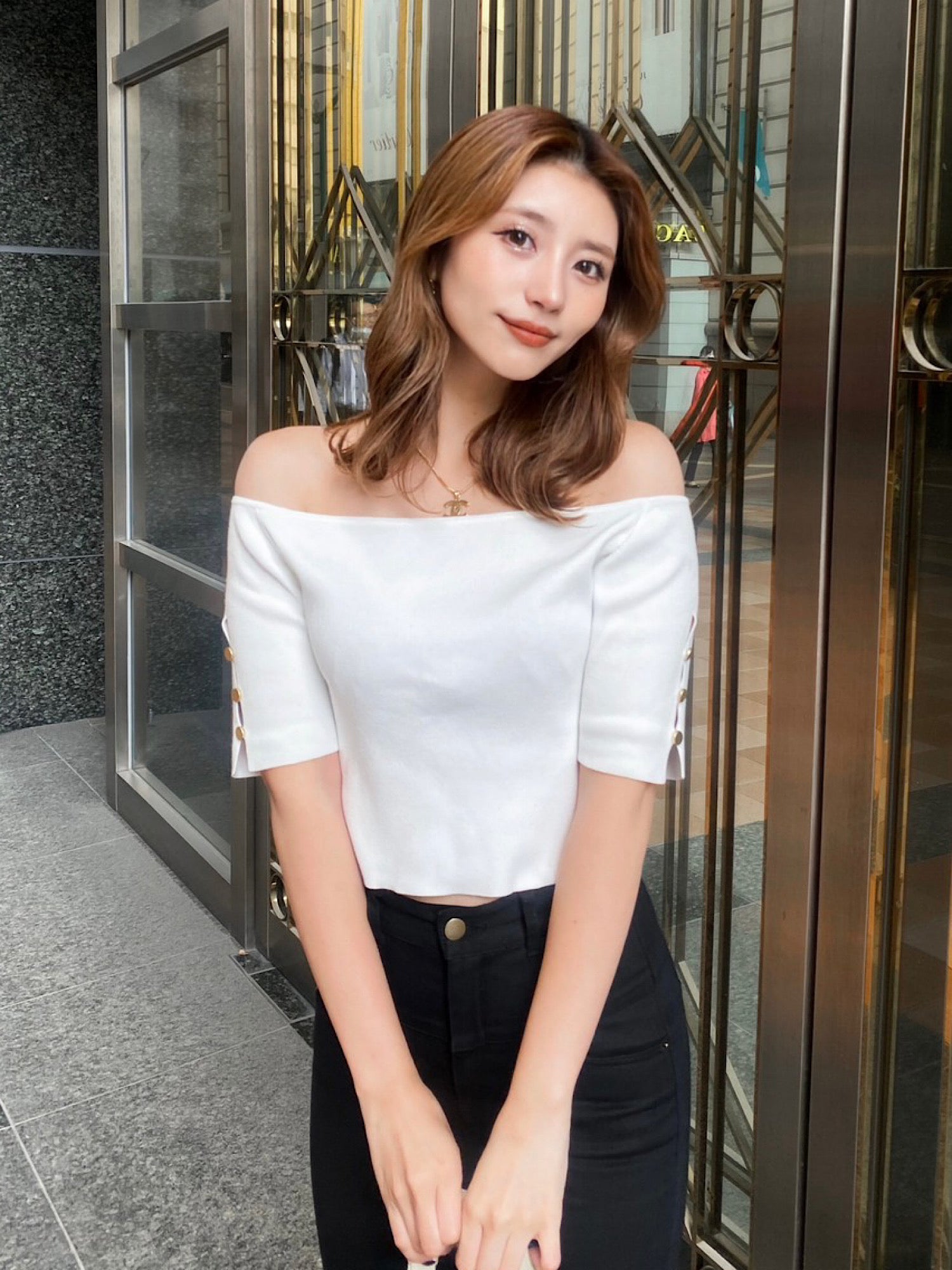 Design half sleeve off shoulder tops