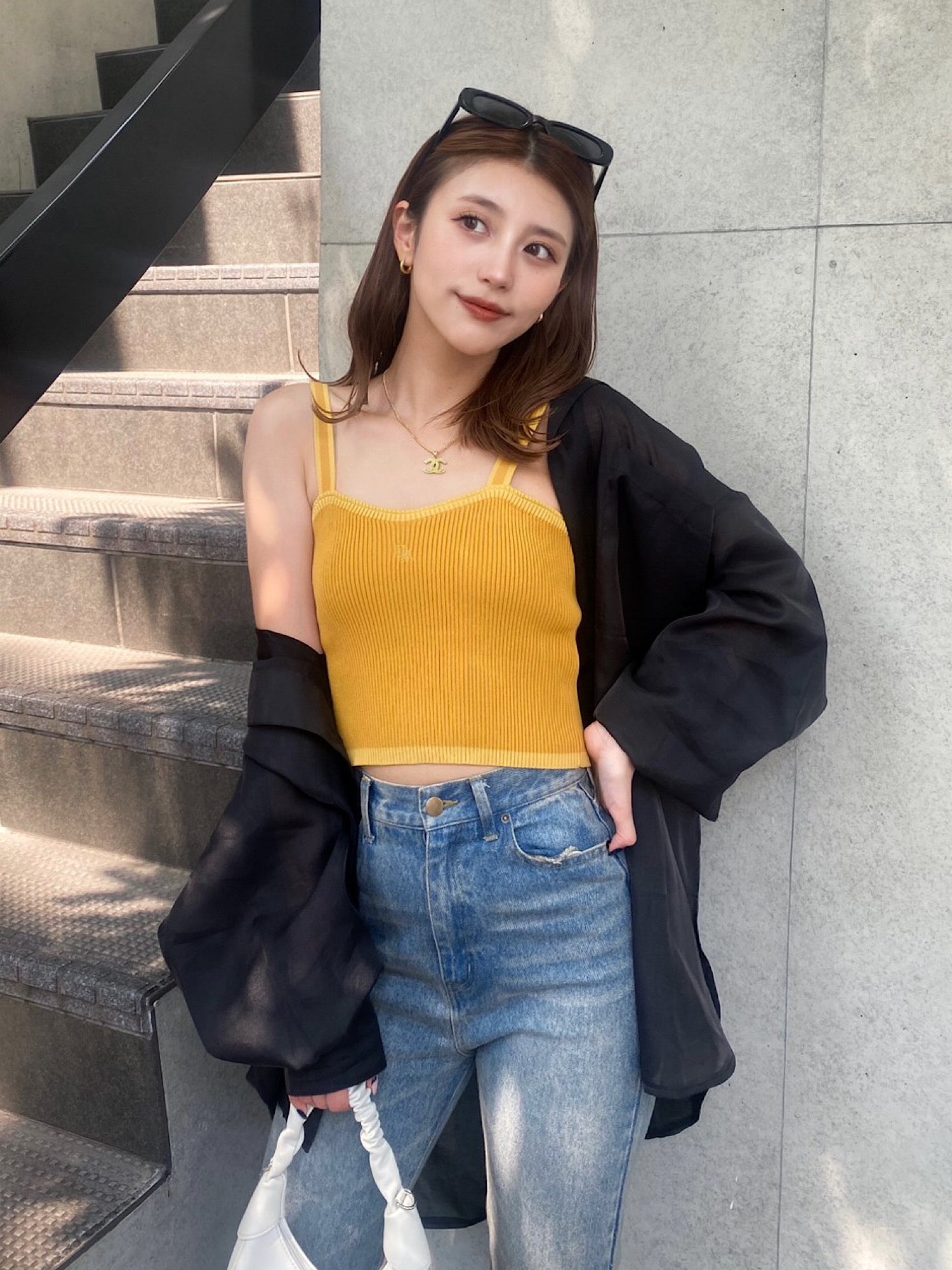 Knit logo camisole with inner bra