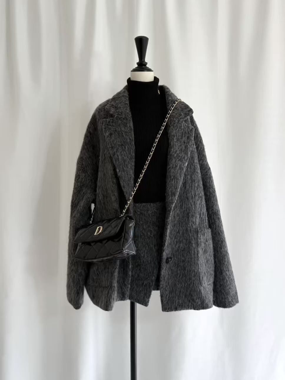 DIANTE シャギールーズコート 濃いグレー Shaggy loose jacket/coat | DIANTÉ (ディアンテ)公式通販サイト