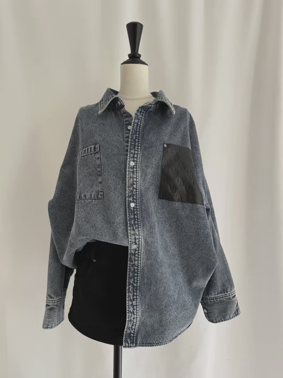 Leather pocket denim loose shirts | DIANTÉ (ディアンテ)公式通販サイト