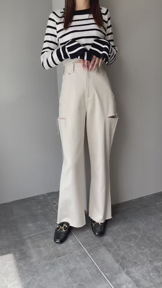 Twill fit flare pants