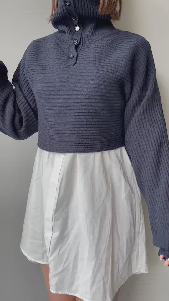 Cropped knit layered dress